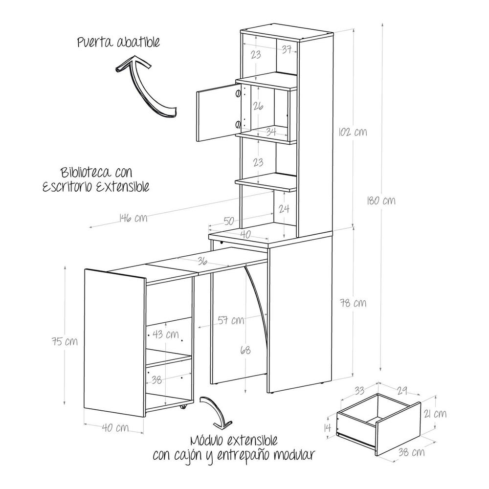 Foto 7 | Escritorio Con Librero Extensible
