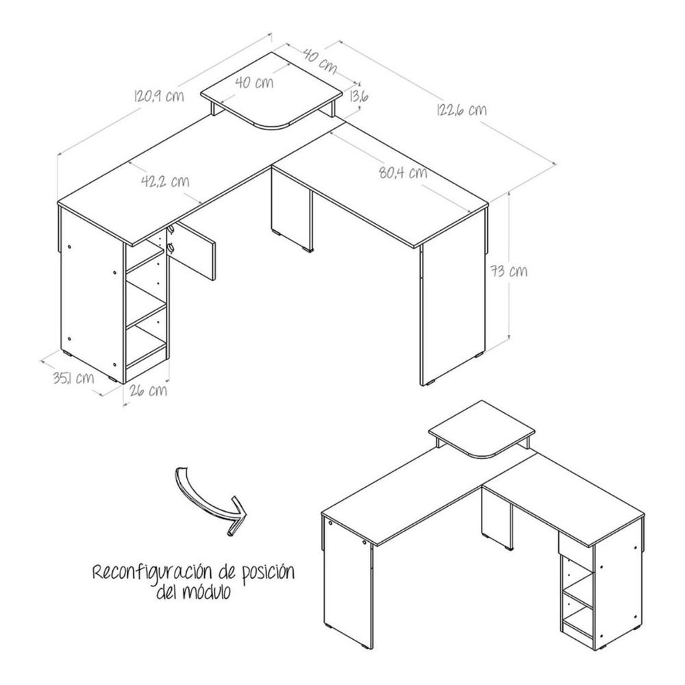 Foto 3 | Escritorio En L Maderkit Color Wengue