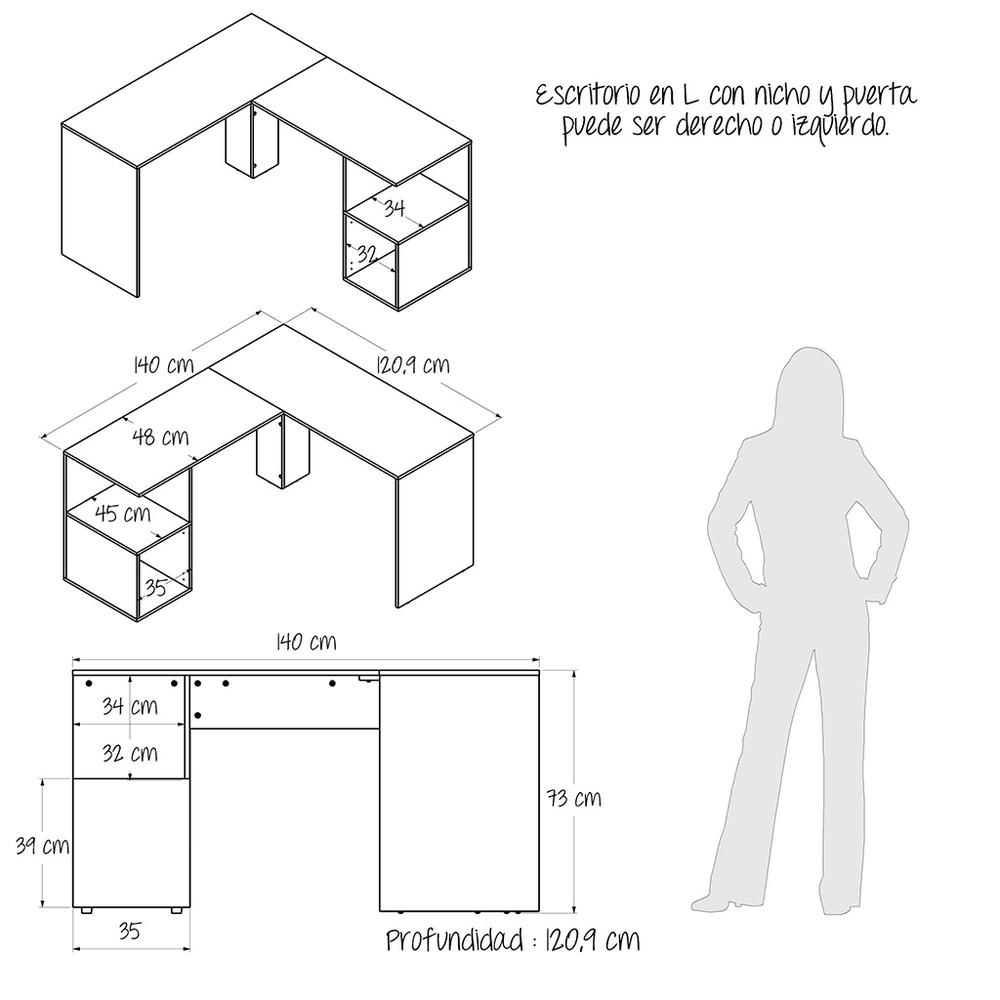 Foto 6 pulgar | Escritorio En L Kioto Color Gales Wengue