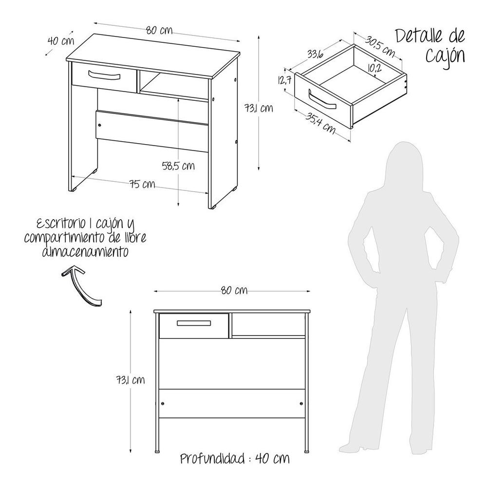 Foto 5 | Combo Escritorio + Librero Maderkit Rovere