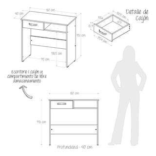 Foto 5 | Combo Escritorio + Librero Maderkit