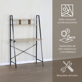 Foto 3 | Ilios Innova | Escritorio Oslo Café Con Estructura Metálica Y Repisas