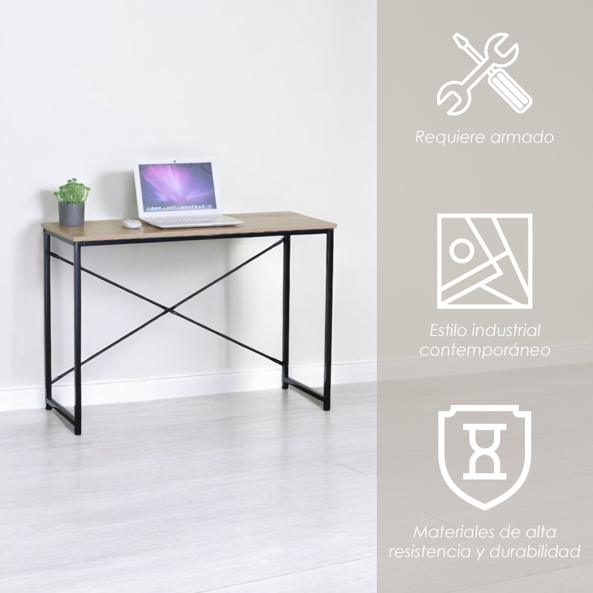 Foto 3 | Ilios Innova | Escritorio Minimalista Con Soporte En X Y Mdf 1.5mm