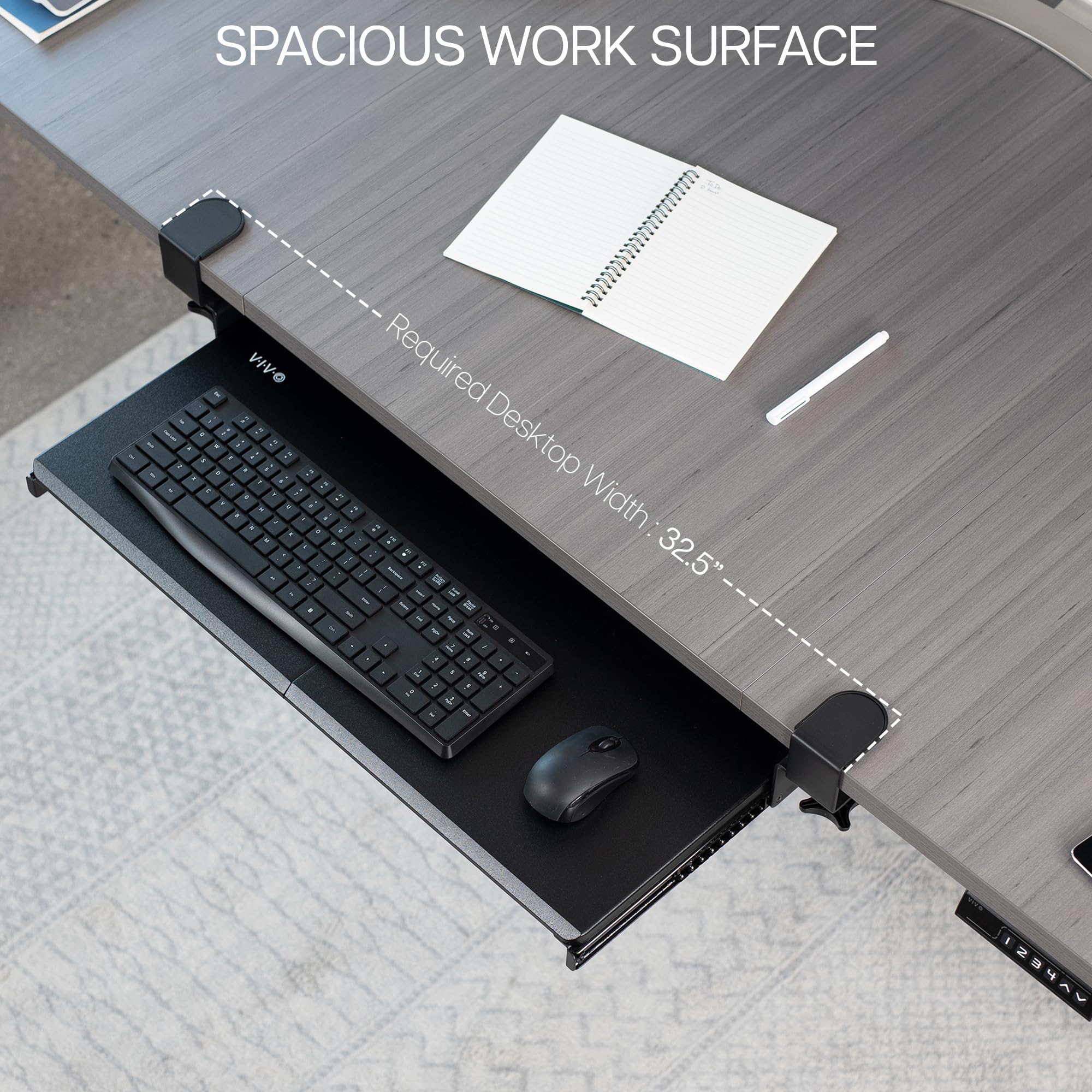 Foto 5 pulgar | Bandeja Para Teclado Vivo Mount-kb05e Para Debajo Del Escritorio, 68 X 28 Cm, Negra - Venta Internacional.