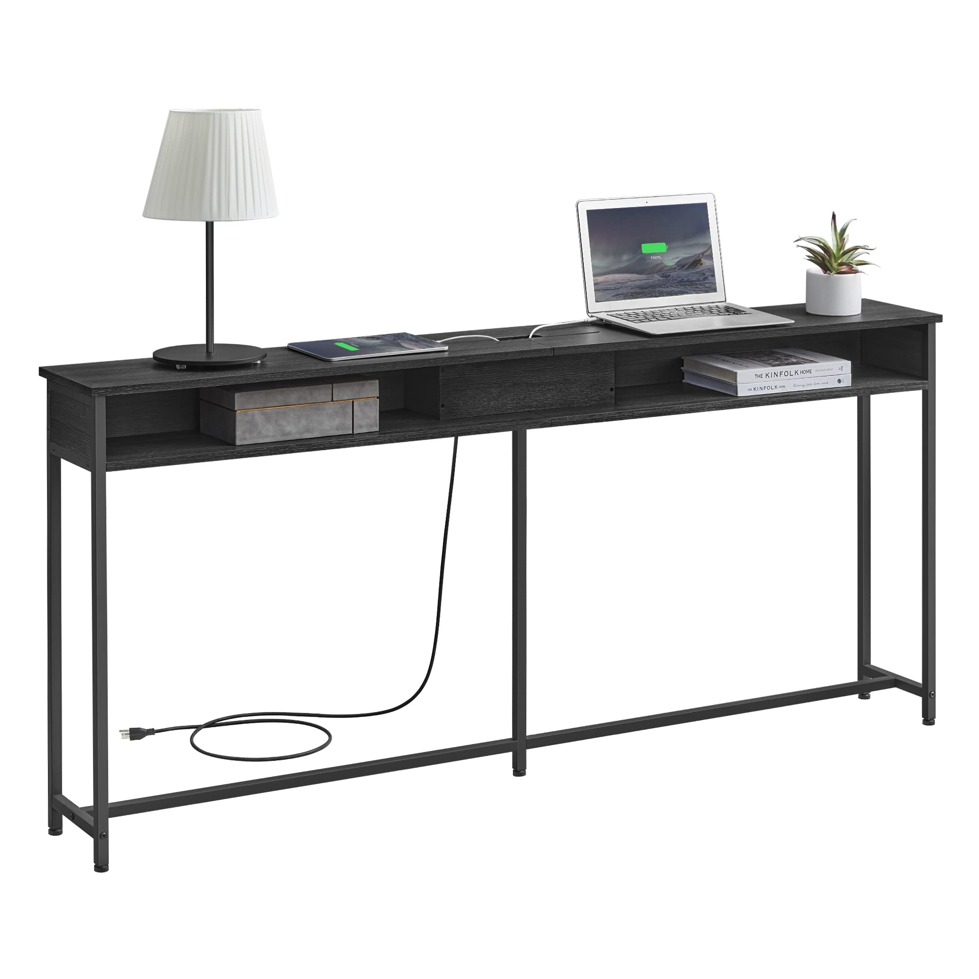 Mesa Vasagle con Estación de Carga Negra