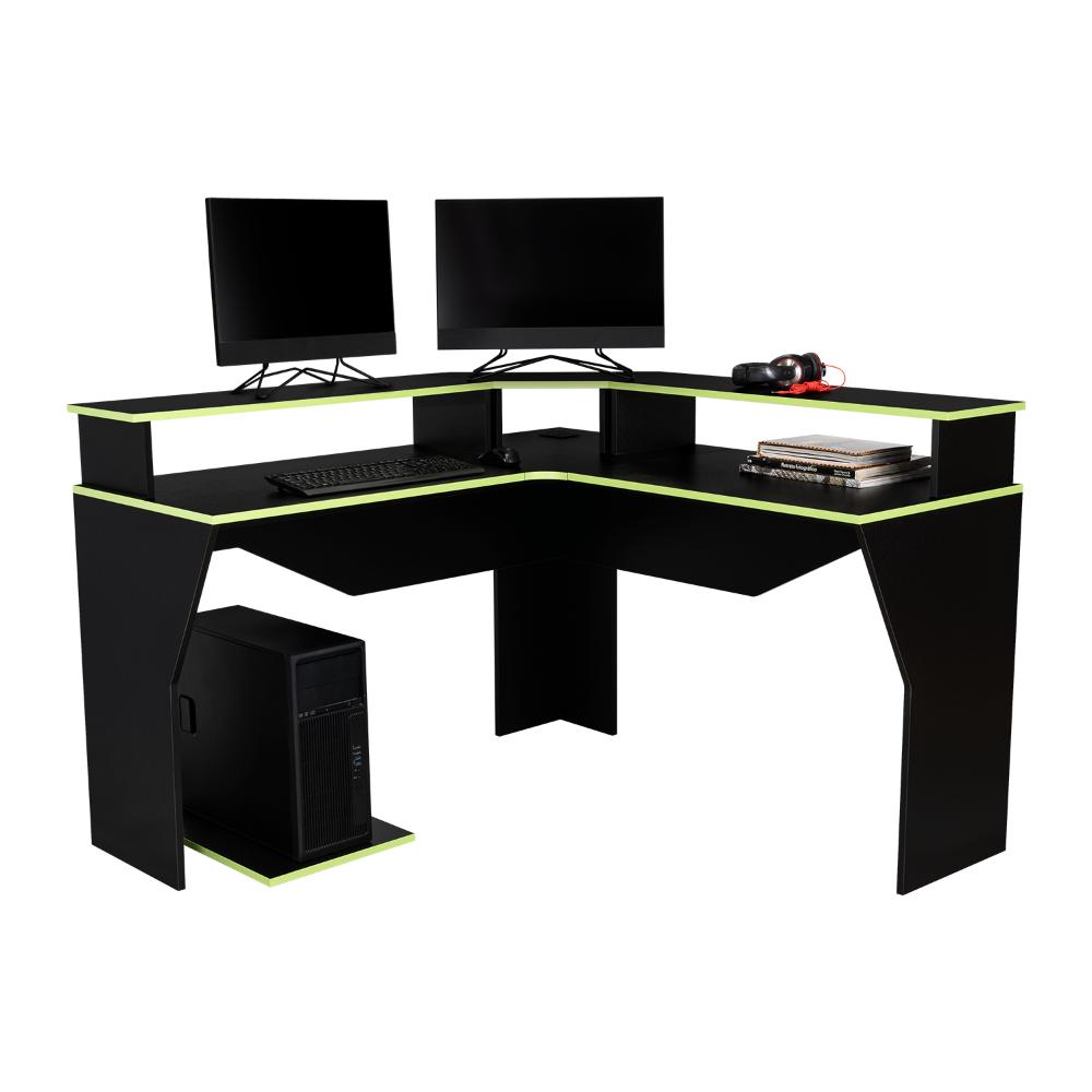Foto 2 | Escritorio Gamer Invictor, Wengue Y Verde, Con Espacio Adicional Para Pantallas