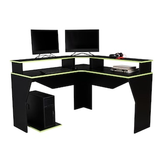 Foto 2 | Escritorio Gamer Invictor, Wengue Y Verde, Con Espacio Adicional Para Pantallas Virtual Muebles
