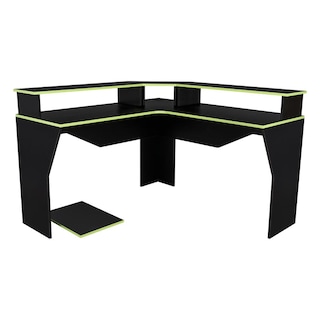 Foto 4 | Escritorio Gamer Invictor, Wengue Y Verde, Con Espacio Adicional Para Pantallas Virtual Muebles