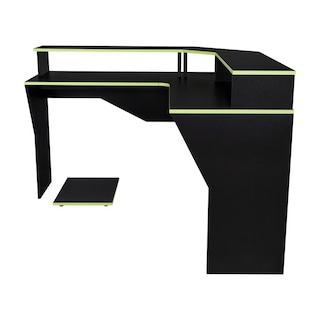 Foto 5 | Escritorio Gamer Invictor, Wengue Y Verde, Con Espacio Adicional Para Pantallas Virtual Muebles