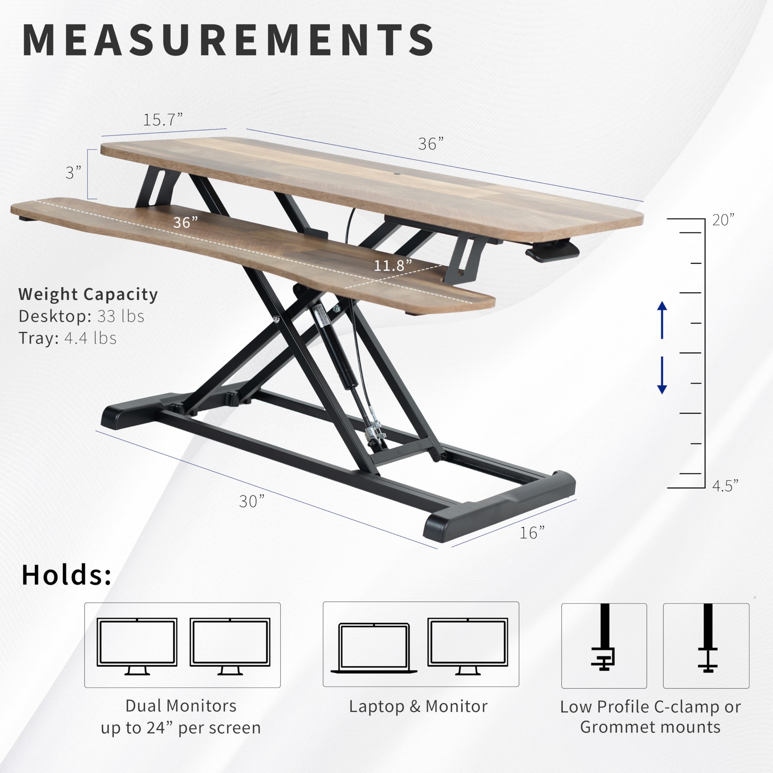 Foto 4 pulgar | Convertidor De Escritorio Vivo Serie K Desk-v036kp 91 Cm De Madera Reciclada - Venta Internacional.