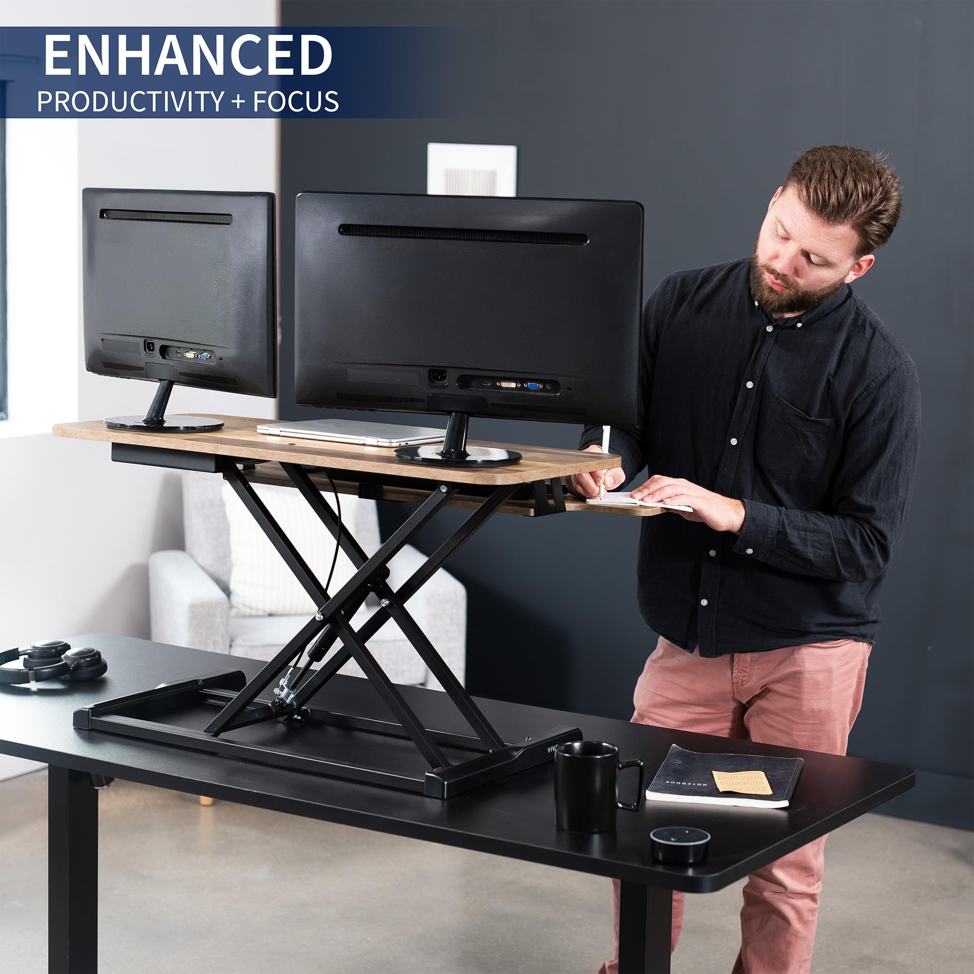 Foto 4 | Convertidor De Escritorio Vivo Serie K Desk-v036kp 91 Cm De Madera Reciclada - Venta Internacional.