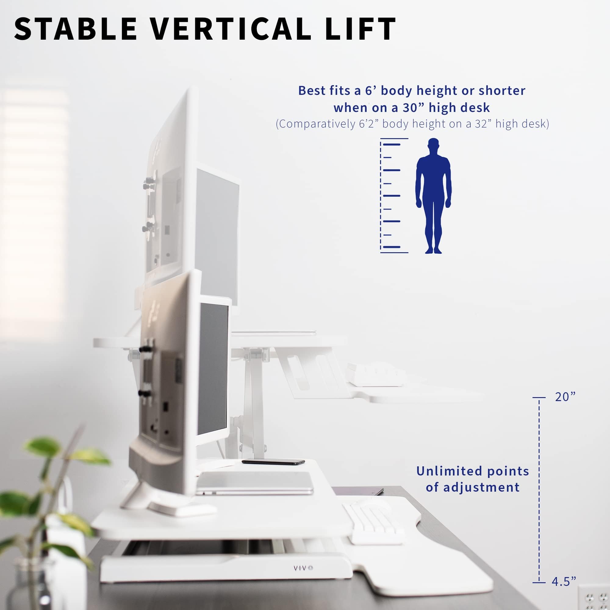 Foto 5 pulgar | Convertidor De Escritorio Vivo Serie K Desk-v042kw 42 Pulgadas Blanco - Venta Internacional.