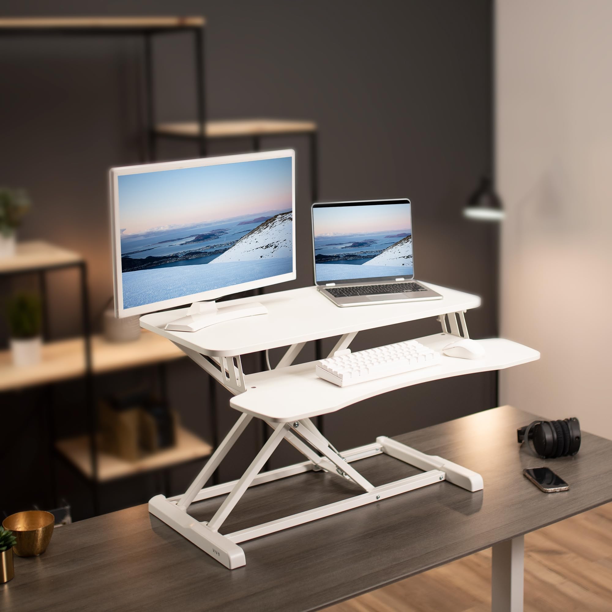 Foto 2 | Convertidor De Escritorio Vivo Serie K De 81 Cm De Altura Ajustable, Color Blanco - Venta Internacional.