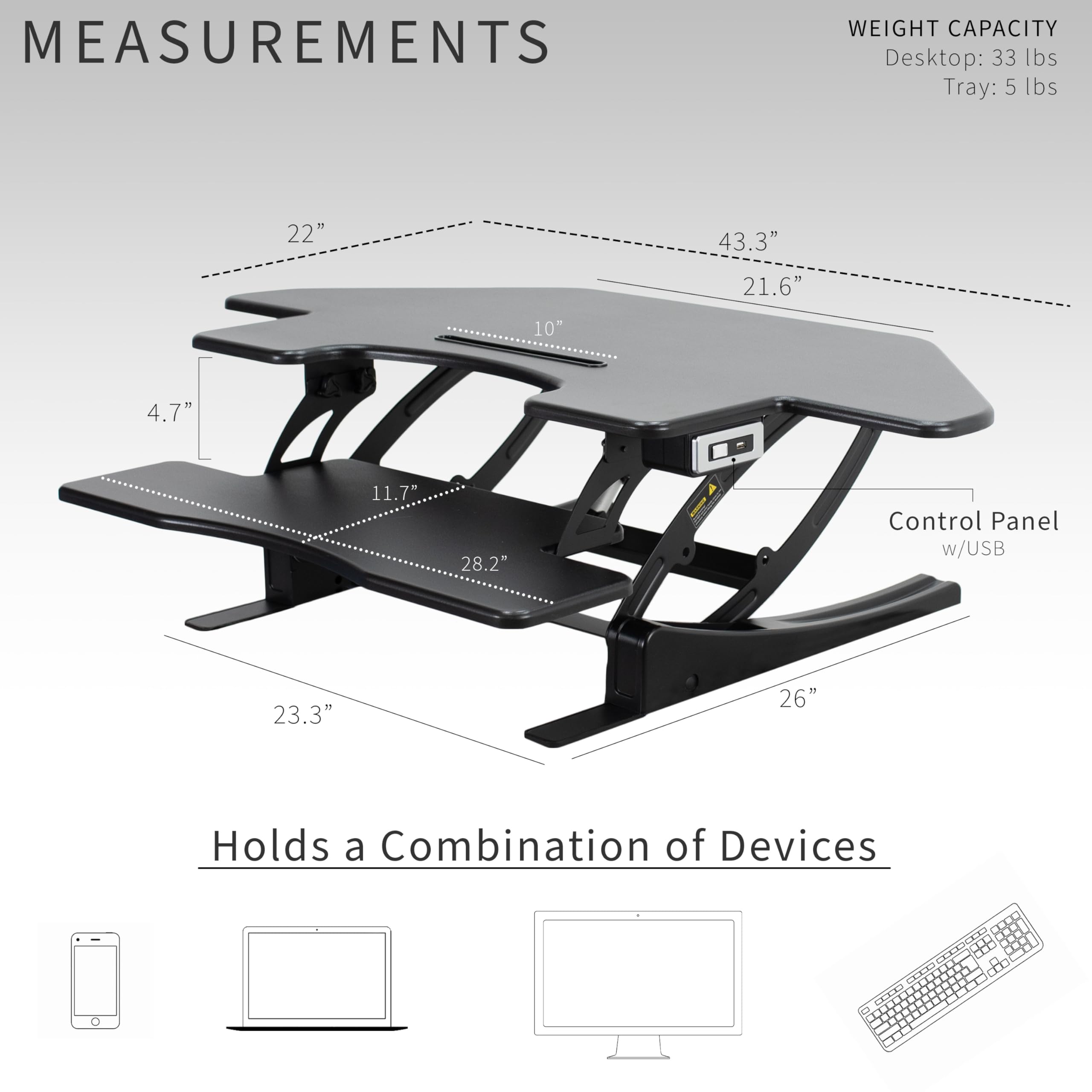 Foto 4 pulgar | Convertidor De Escritorio Vivo Desk-v000vce Eléctrico Regulable En Altura - Venta Internacional.