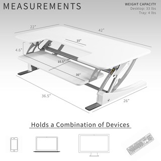 Foto 4 | Convertidor De Escritorio Vivo Serie V Con Altura Ajustable De 42 Pulgadas, Color Blanco - Venta Internacional.