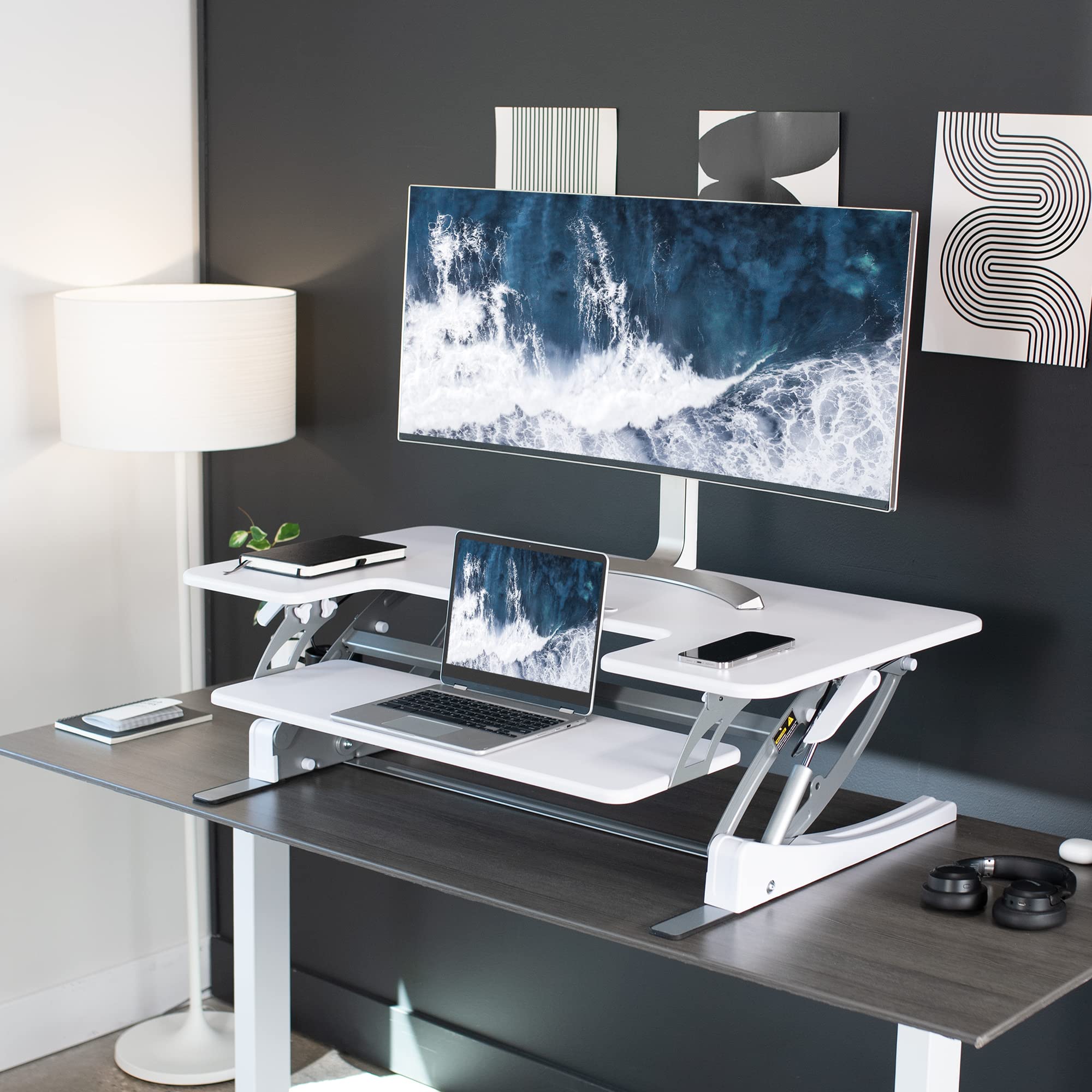 Foto 7 pulgar | Convertidor De Escritorio Vivo Serie V Con Altura Ajustable De 42 Pulgadas, Color Blanco - Venta Internacional.