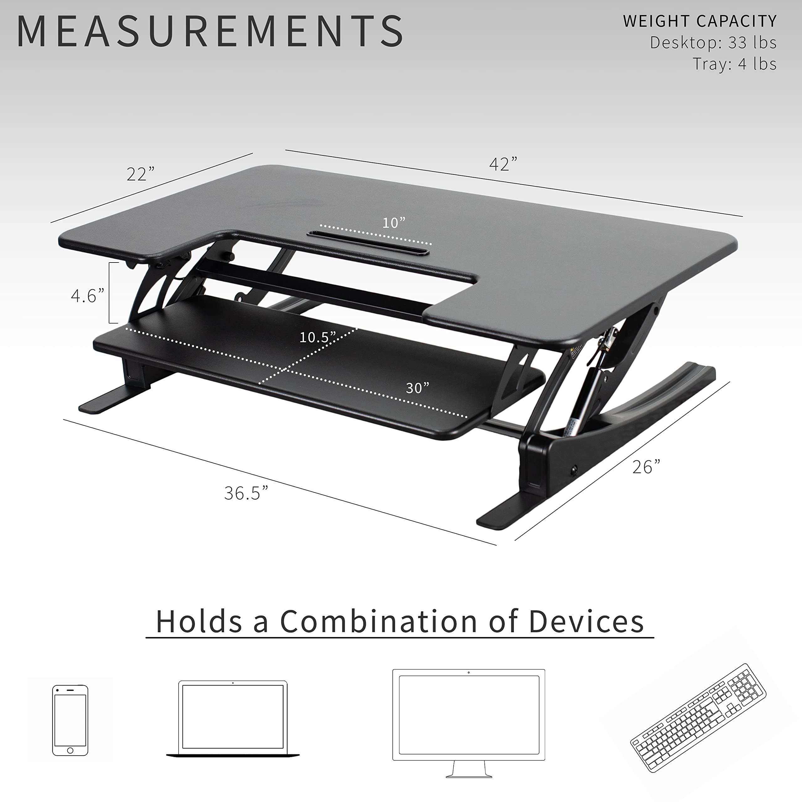 Foto 5 pulgar | Convertidor De Escritorio Vivo Serie V De 42 Pulgadas Con Altura Ajustable - Venta Internacional.