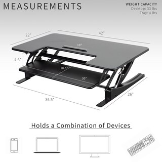 Foto 4 | Convertidor De Escritorio Vivo Serie V De 42 Pulgadas Con Altura Ajustable - Venta Internacional.