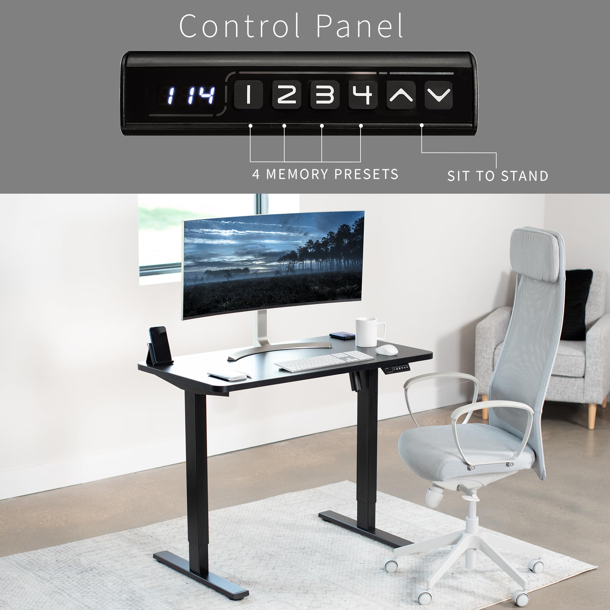 Foto 6 | Escritorio De Pie Vivo Electric, 109 X 61 Cm, Altura Con Memoria, Negro - Venta Internacional.