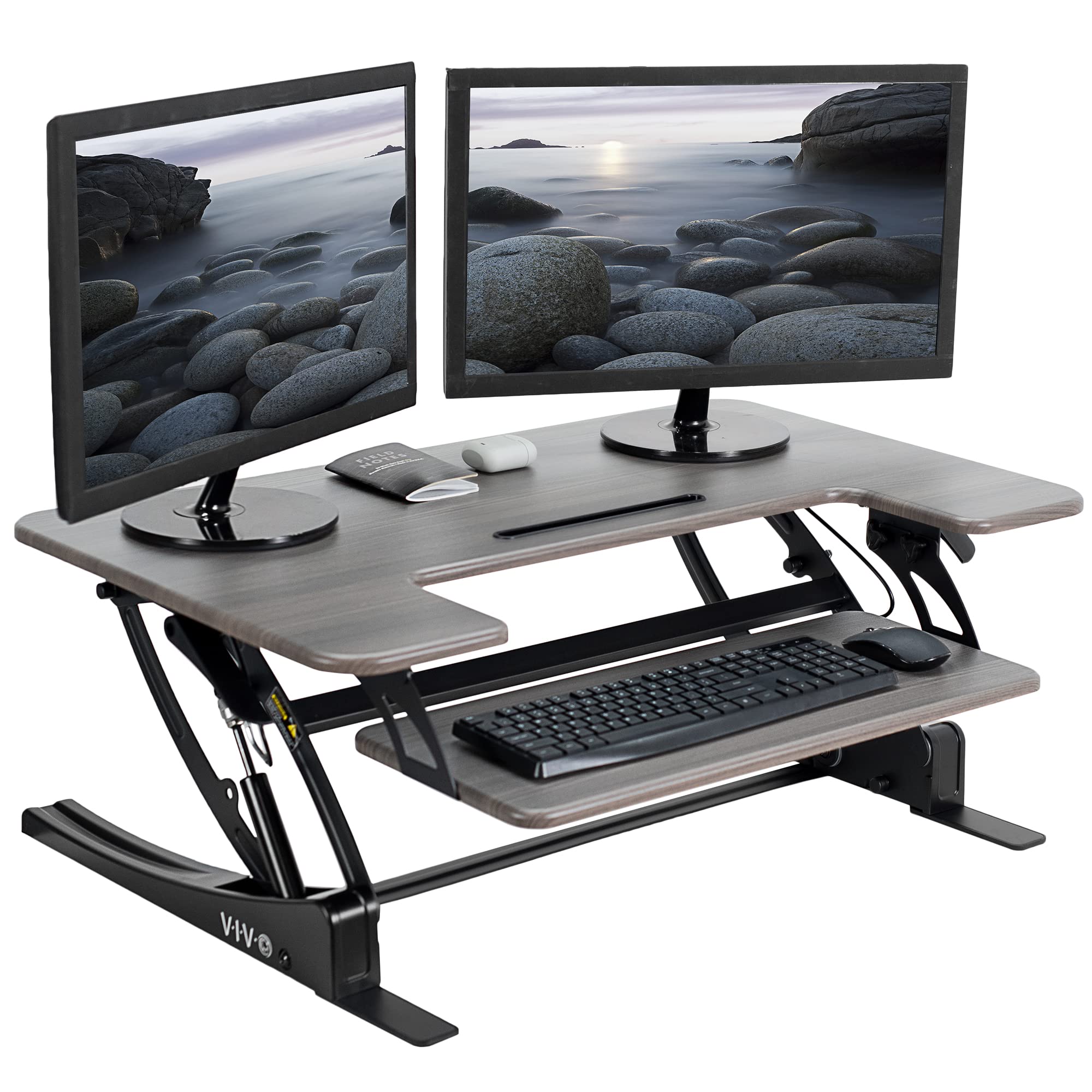 Convertidor De Escritorio Vivo Serie V De 36 Pulgadas Con Altura Ajustable, Color Gris - Venta Internacional.