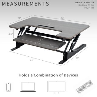 Foto 4 | Convertidor De Escritorio Vivo Serie V De 36 Pulgadas Con Altura Ajustable, Color Gris - Venta Internacional.