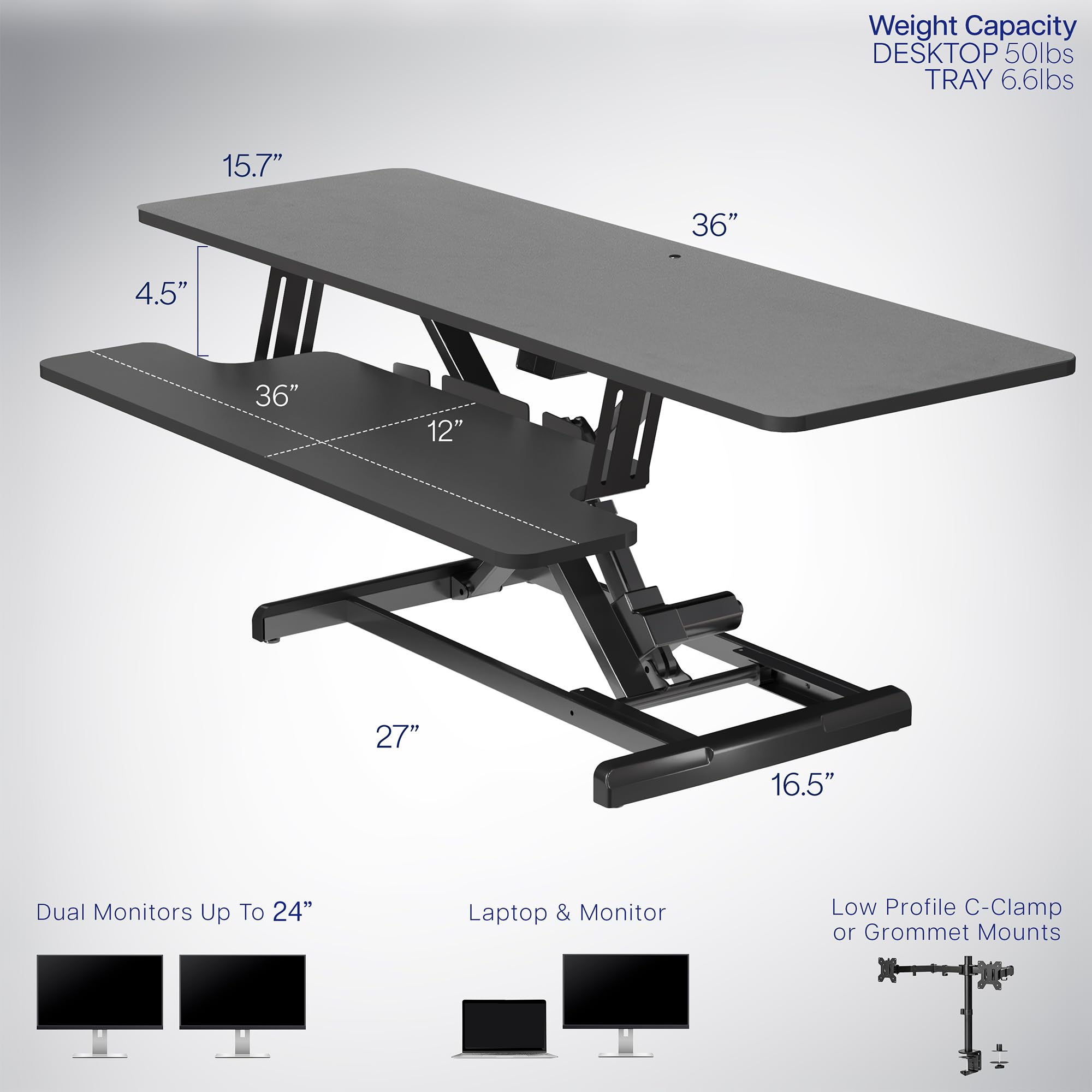 Foto 4 pulgar | Convertidor De Escritorio Eléctrico Vivo Desk-ve36b De 91 Cm Con Bandeja Para Teclado - Venta Internacional.