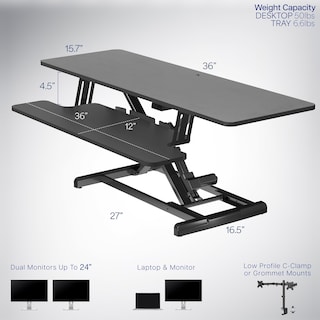 Foto 3 | Convertidor De Escritorio Eléctrico Vivo Desk-ve36b De 91 Cm Con Bandeja Para Teclado - Venta Internacional.