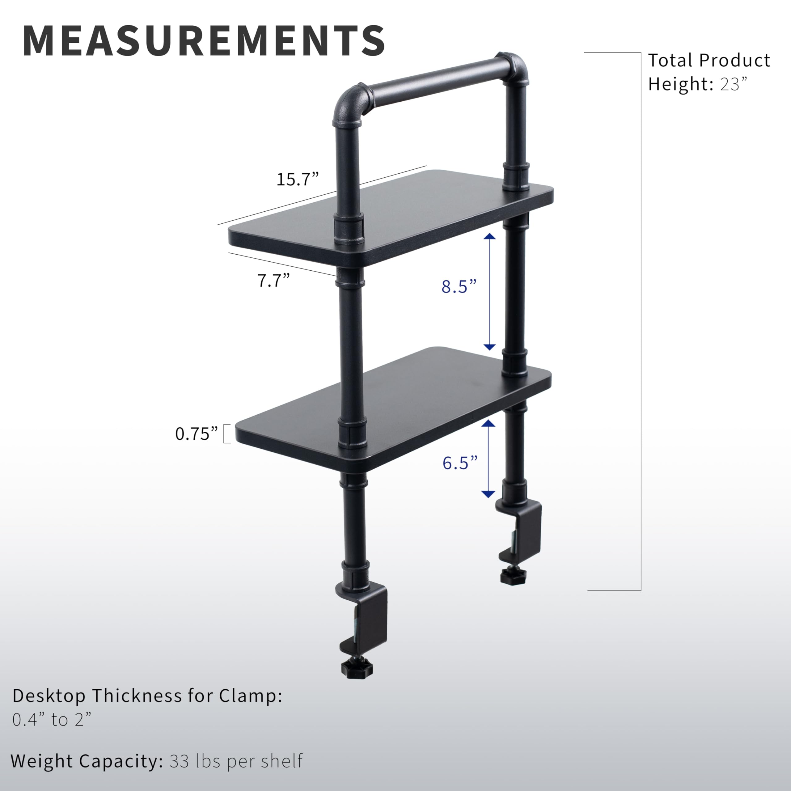 Foto 3 | Estantería De Mesa Vivo Clamp-on Premium Industrial Pipe De 40 Cm - Venta Internacional.