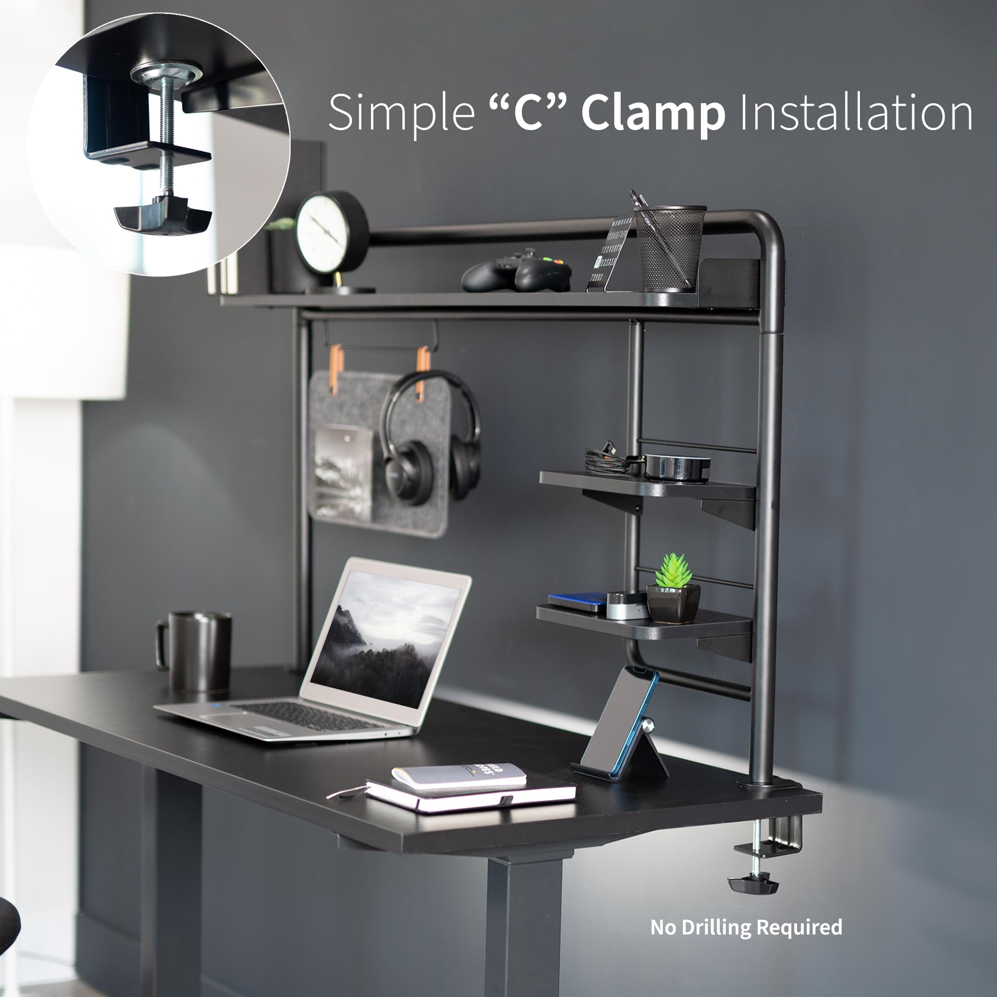 Foto 7 | Sistema De Estantería De Escritorio Vivo Desk-shelf55a Clamp-on Black - Venta Internacional.
