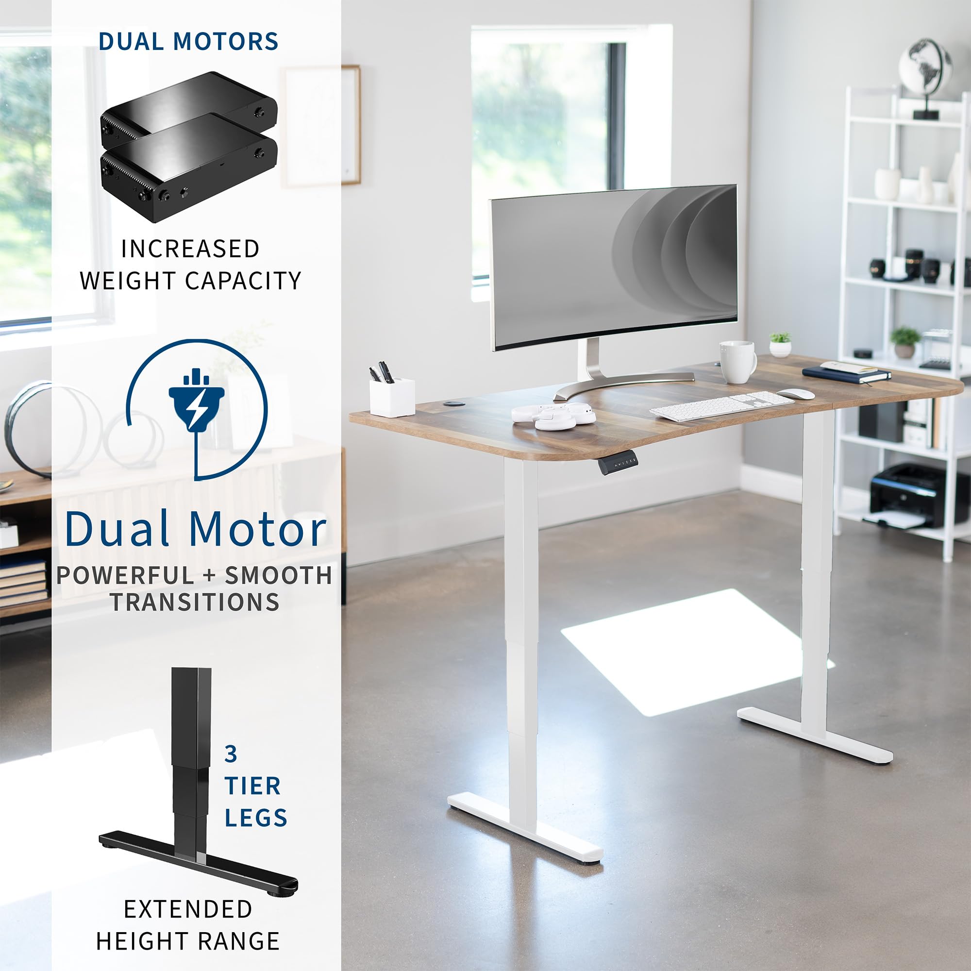 Foto 5 pulgar | Escritorio De Pie Vivo Electric Con Doble Motor, 160 X 80 Cm, Reclaimed Wo - Venta Internacional.