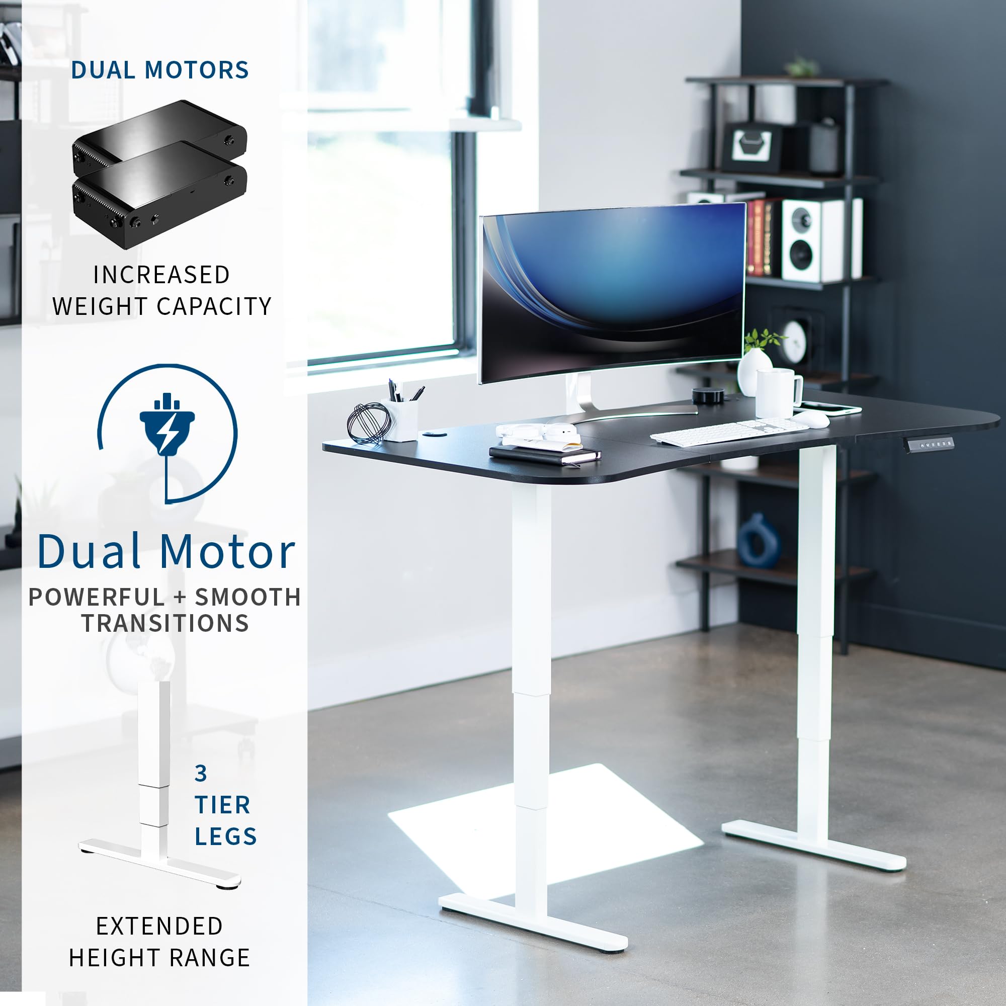Foto 2 | Escritorio De Pie Vivo Desk-kit-2w1b Eléctrico Con Doble Motor 160x80c - Venta Internacional.