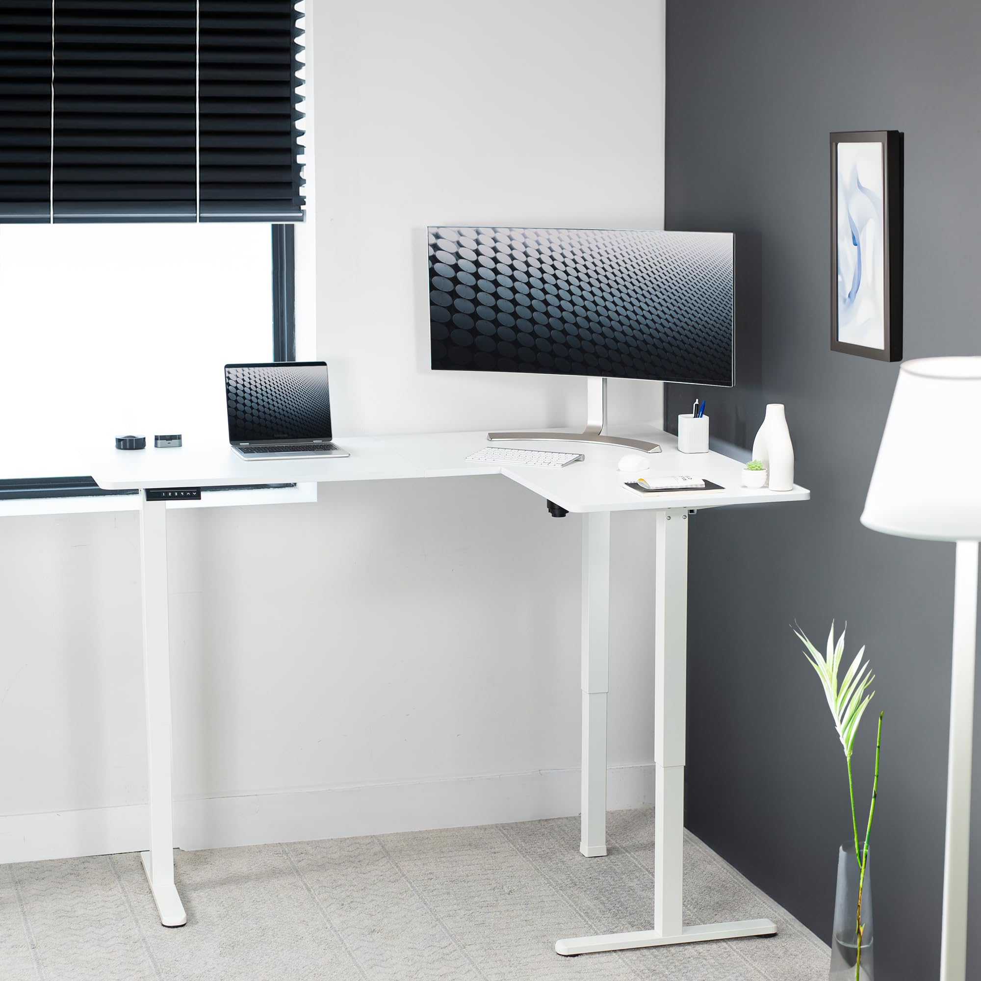 Foto 2 | Escritorio De Pie Vivo Desk-e3ctw-47 Eléctrico En Forma De L Blanco - Venta Internacional.