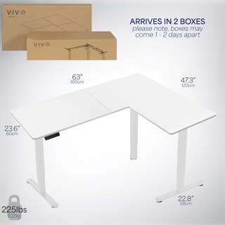 Foto 6 | Escritorio De Pie Vivo Desk-e3ctw-47 Eléctrico En Forma De L Blanco - Venta Internacional.