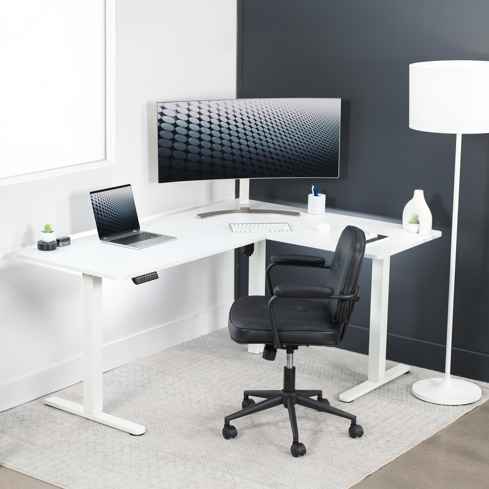 Foto 8 pulgar | Escritorio De Pie Vivo Desk-e3ctw-47 Eléctrico En Forma De L Blanco - Venta Internacional.