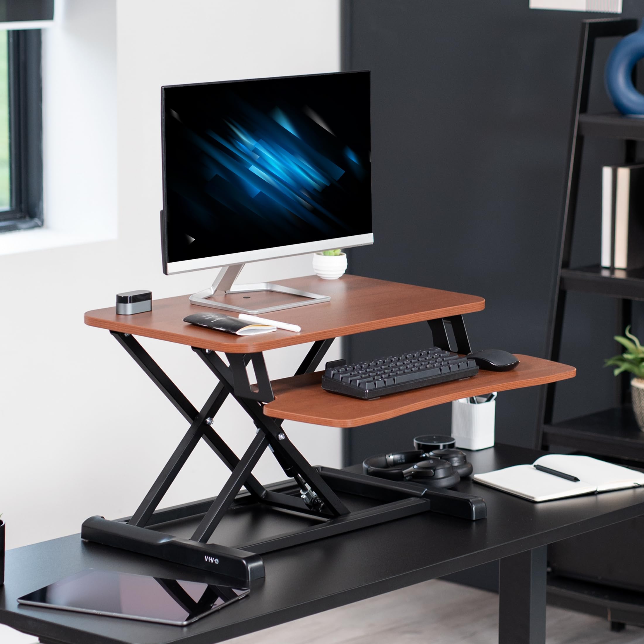 Foto 3 pulgar | Convertidor De Escritorio Vivo Serie K Desk-v026ka 66x40 Cm Nogal Oscuro - Venta Internacional.