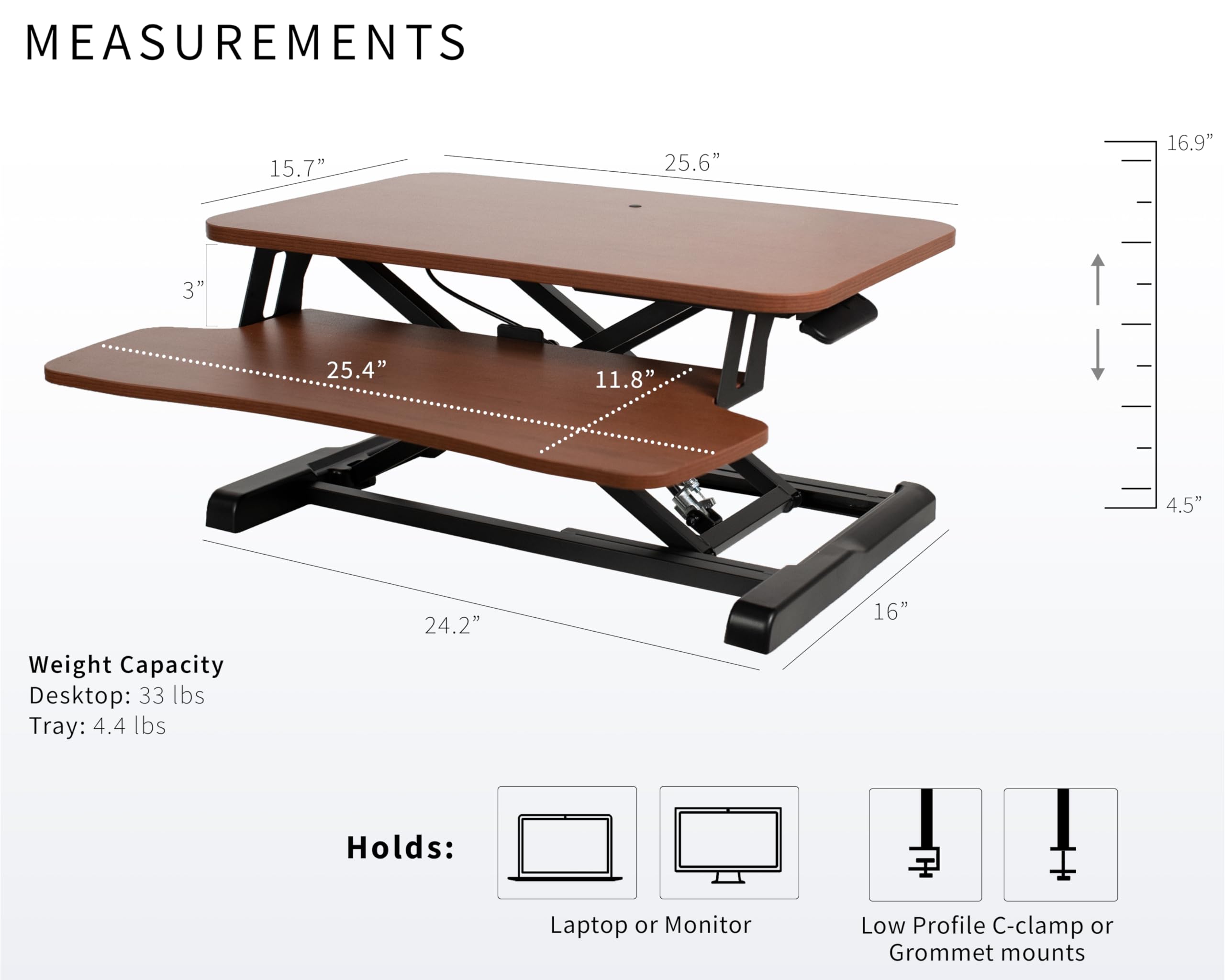 Foto 4 pulgar | Convertidor De Escritorio Vivo Serie K Desk-v026ka 66x40 Cm Nogal Oscuro - Venta Internacional.