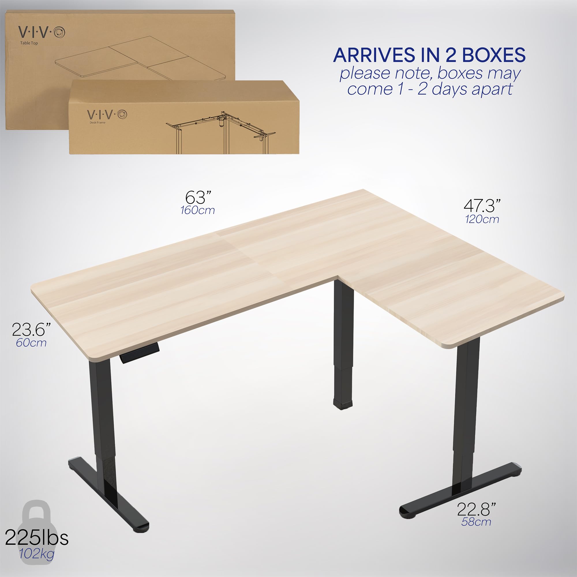 Foto 7 pulgar | Escritorio De Pie Vivo Desk-e3ctc-47 Eléctrico En Forma De L 160x120 Cm - Venta Internacional.