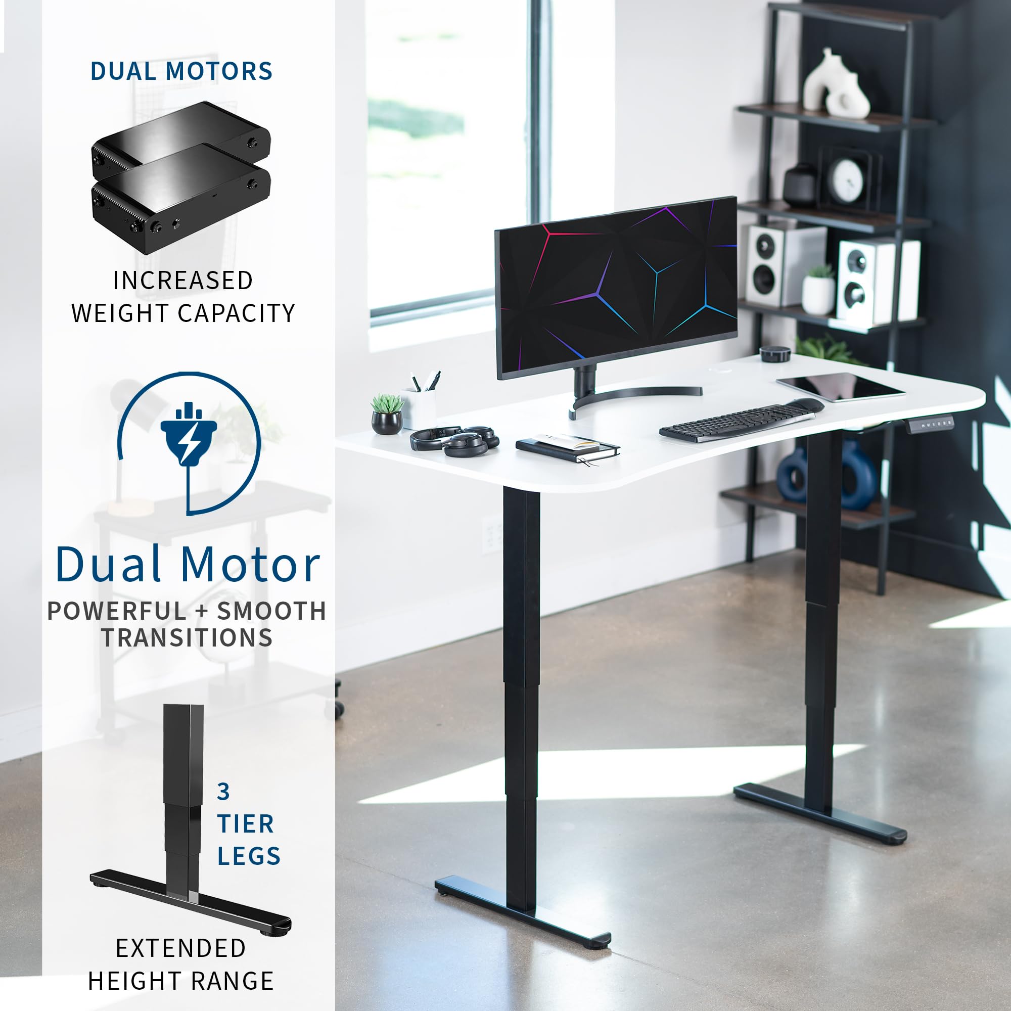 Foto 3 pulgar | Escritorio De Pie Vivo Desk-kit-2b1w Eléctrico Con Doble Motor 160x80c - Venta Internacional.