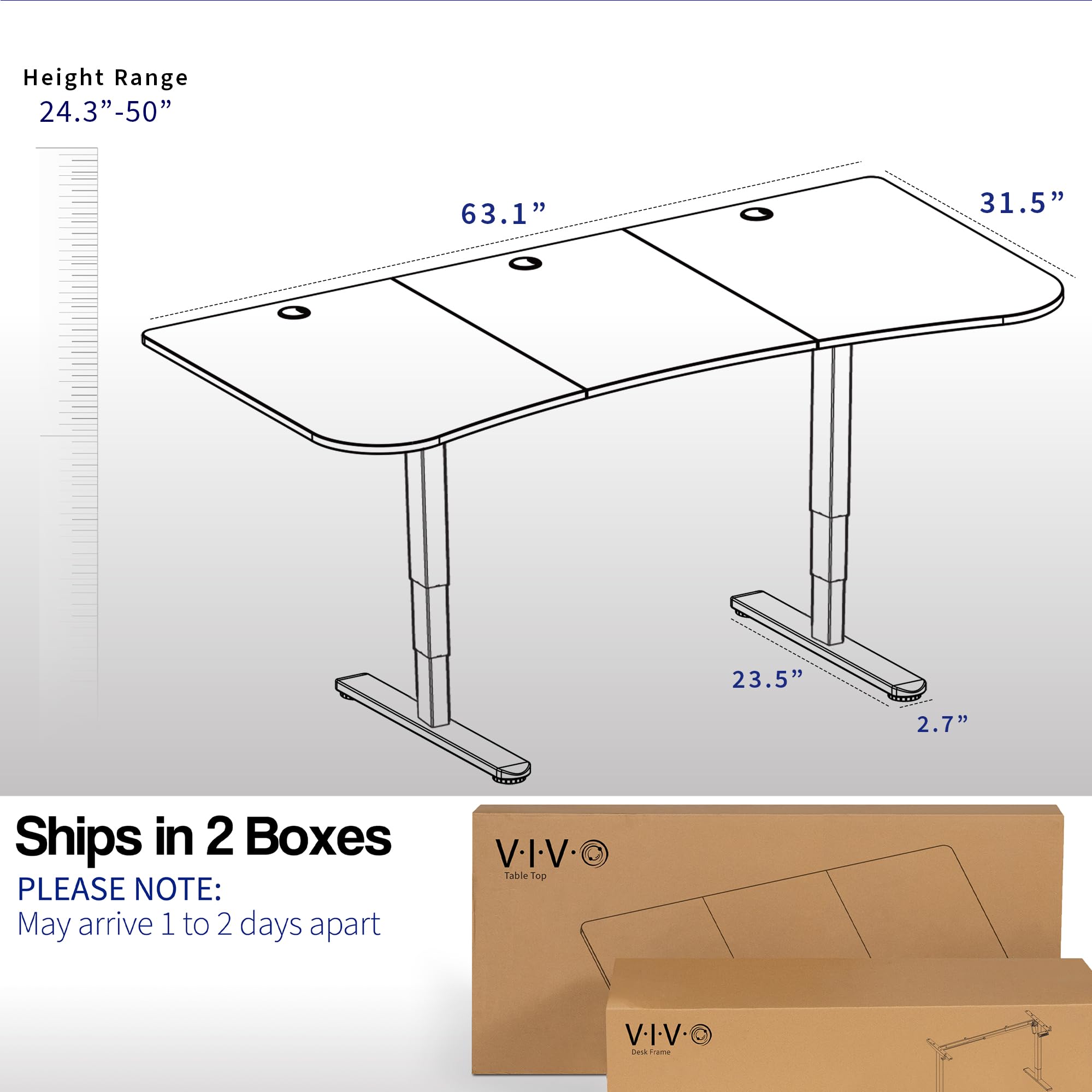 Foto 5 | Escritorio De Pie Vivo Desk-kit-2b1w Eléctrico Con Doble Motor 160x80c - Venta Internacional.