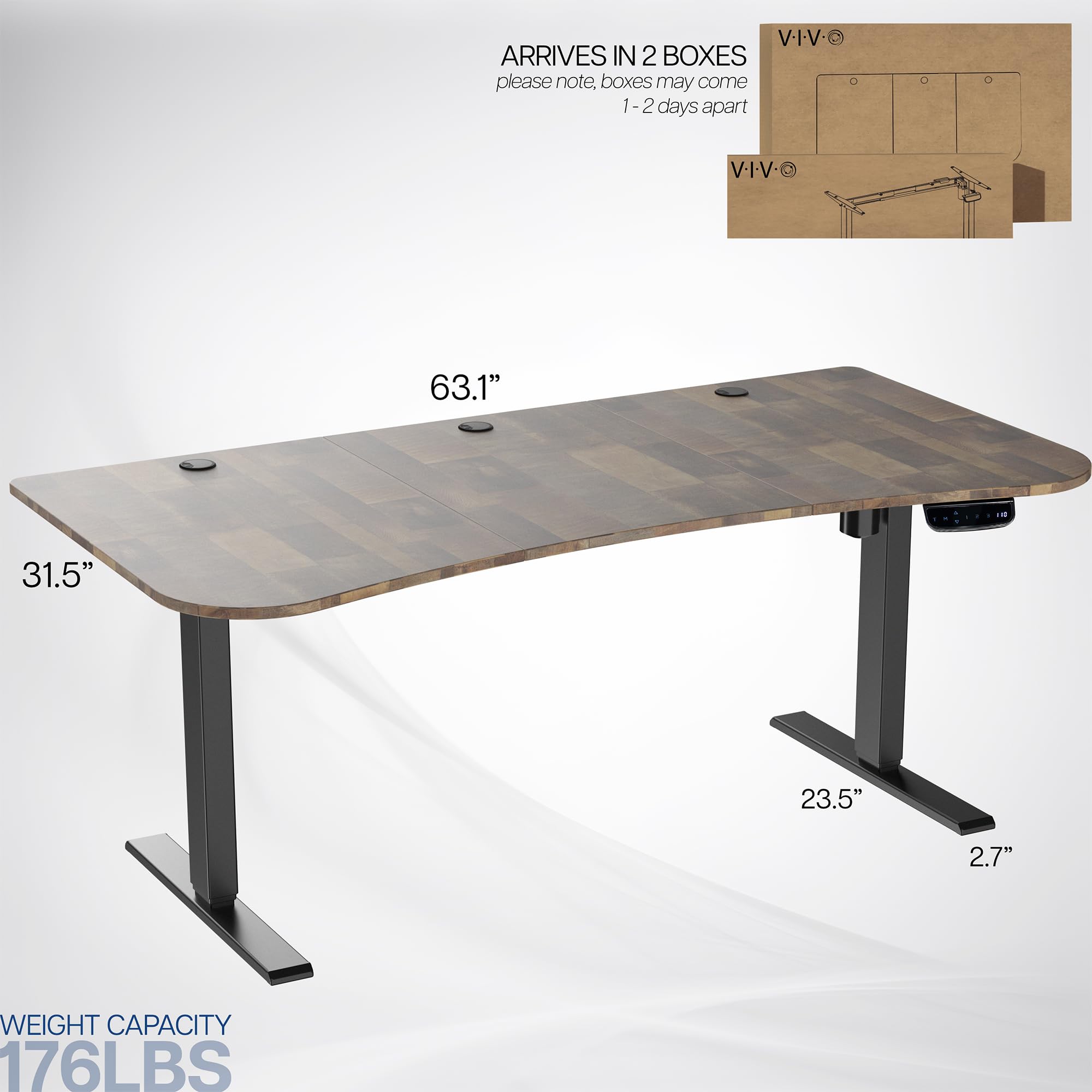 Foto 3 | Escritorio De Pie Vivo, 160 X 80 Cm, Eléctrico, Madera Recuperada Con Memoria - Venta Internacional.