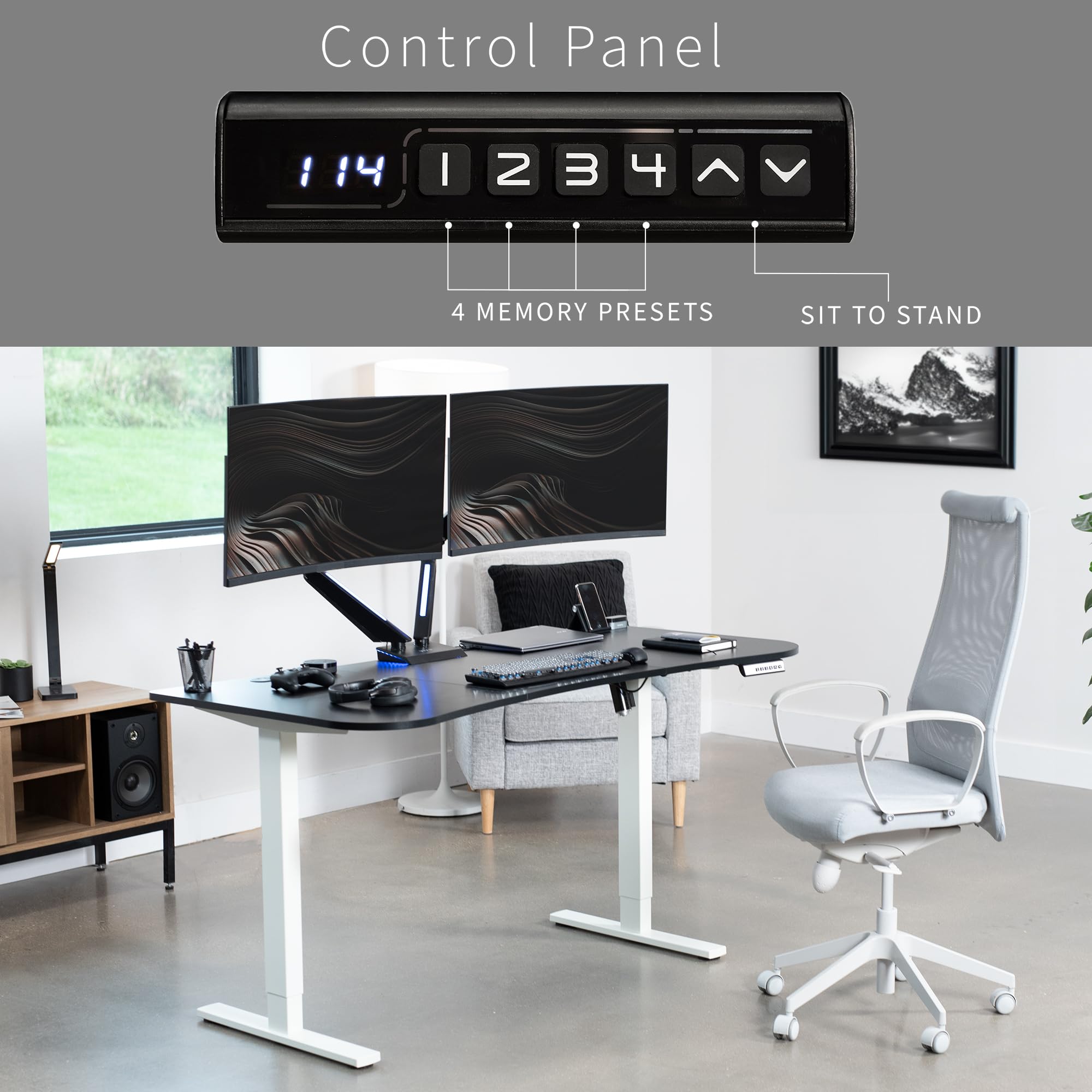 Foto 7 pulgar | Escritorio De Pie Vivo Desk-kit-1w1r Eléctrico 160 X 80 Cm Negro/blanco - Venta Internacional.
