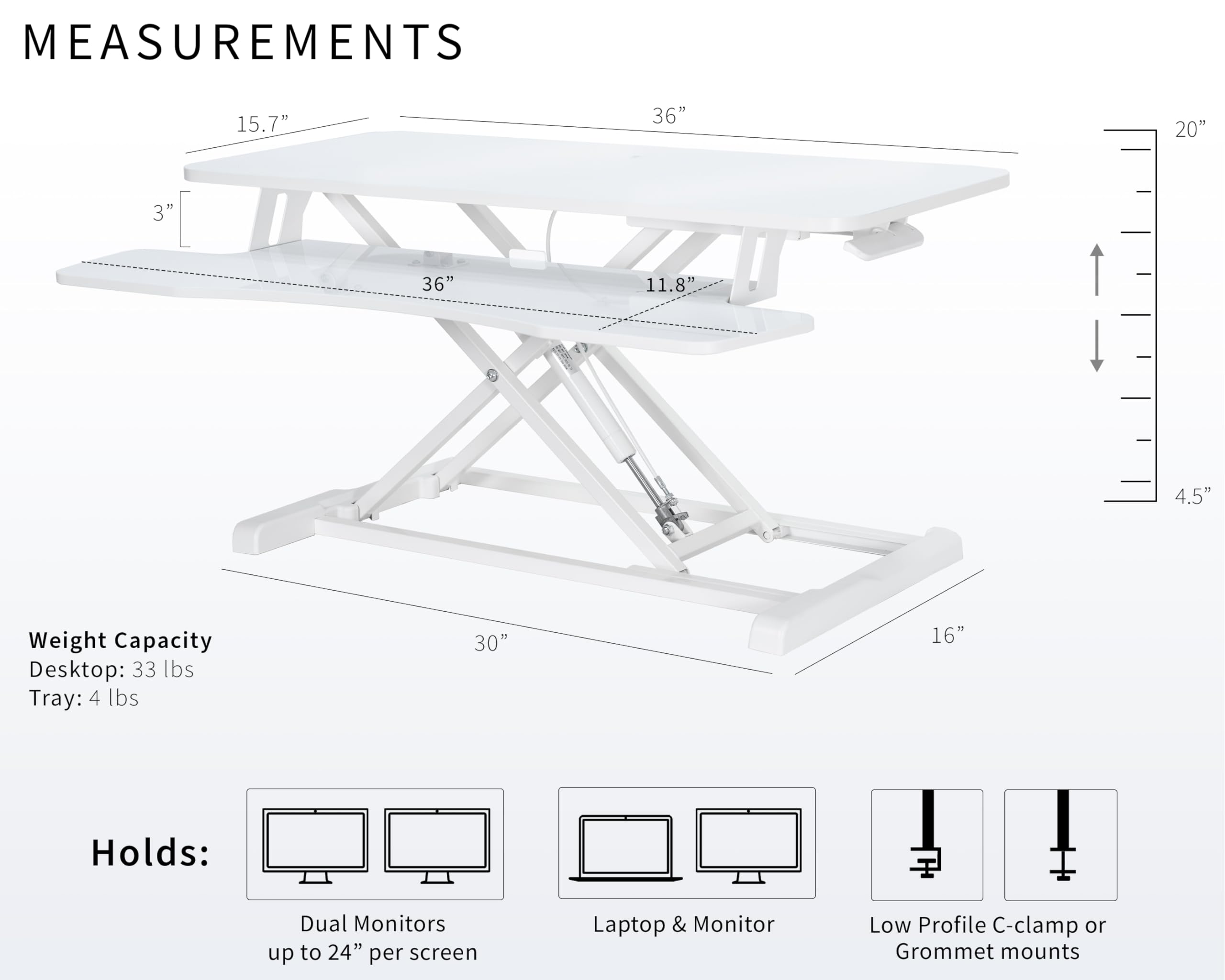 Foto 4 pulgar | Convertidor De Escritorio Vivo Serie K Desk-v036kwe 91 Cm Blanco - Venta Internacional.