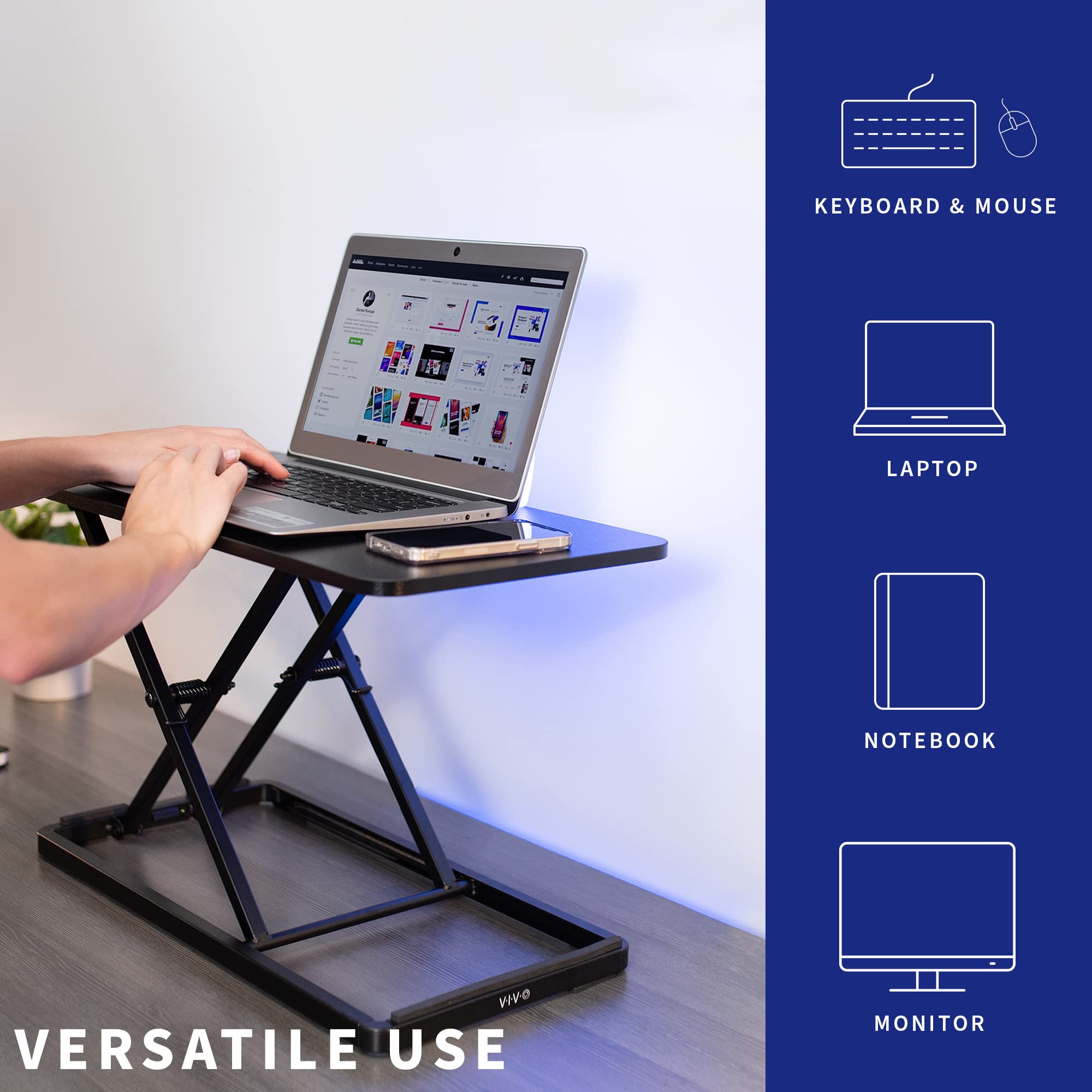 Foto 4 | Elevador De Teclado Vivo Desk-v024a Con Tapa Única De 24 Pulgadas, Negro - Venta Internacional.