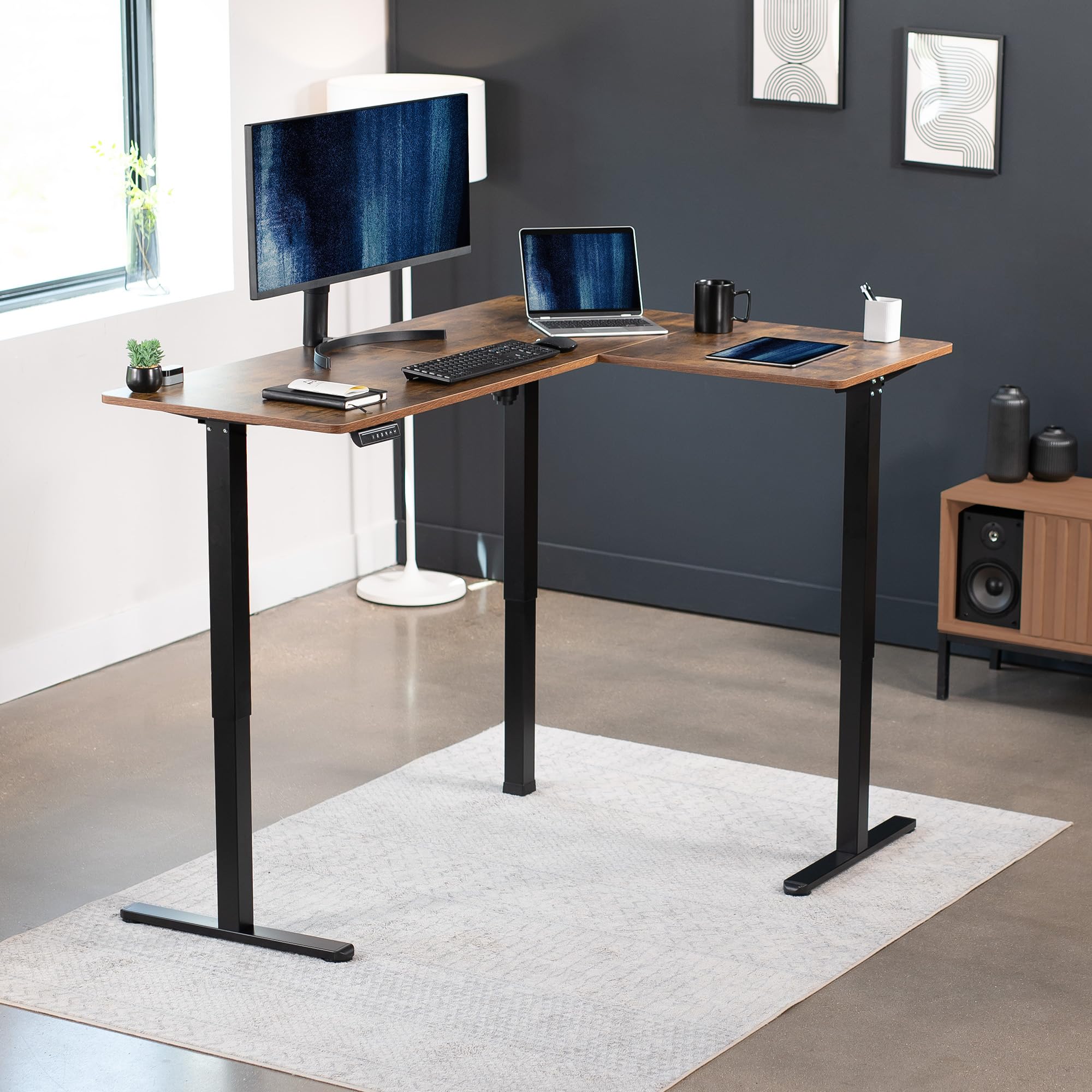 Foto 3 pulgar | Escritorio De Pie Vivo Desk-e3ctn-47 Eléctrico En Forma De L 160x120 Cm - Venta Internacional.