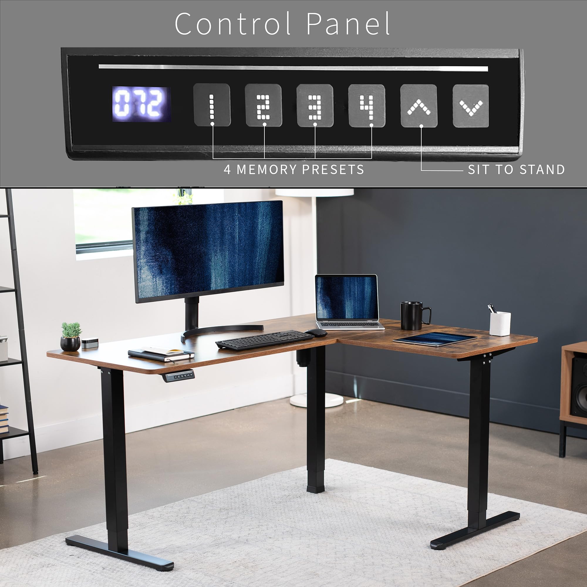 Foto 5 | Escritorio De Pie Vivo Desk-e3ctn-47 Eléctrico En Forma De L 160x120 Cm - Venta Internacional.