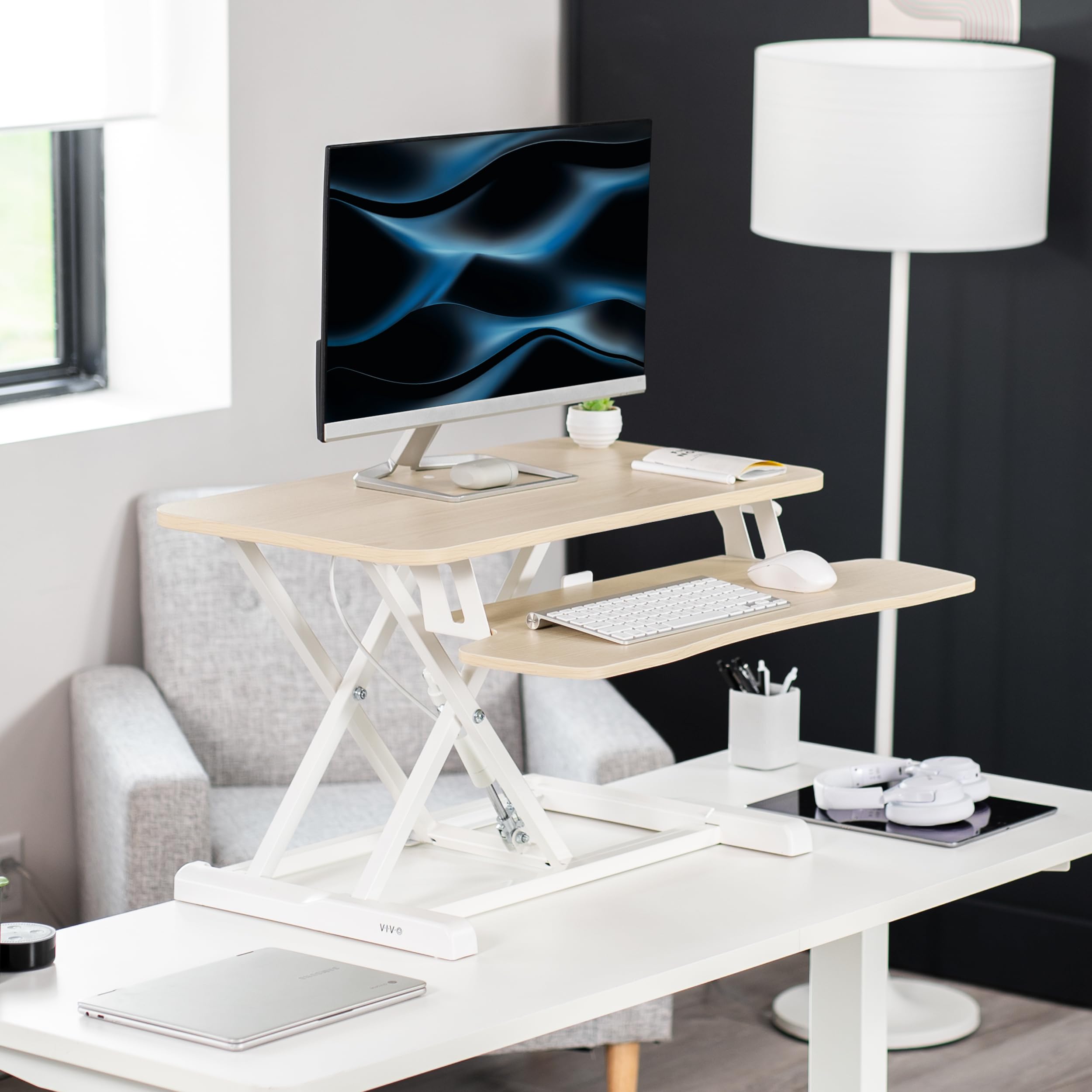 Foto 3 pulgar | Convertidor De Escritorio Vivo Serie K Desk-v028kf 71-43 Cm Madera Clara - Venta Internacional.