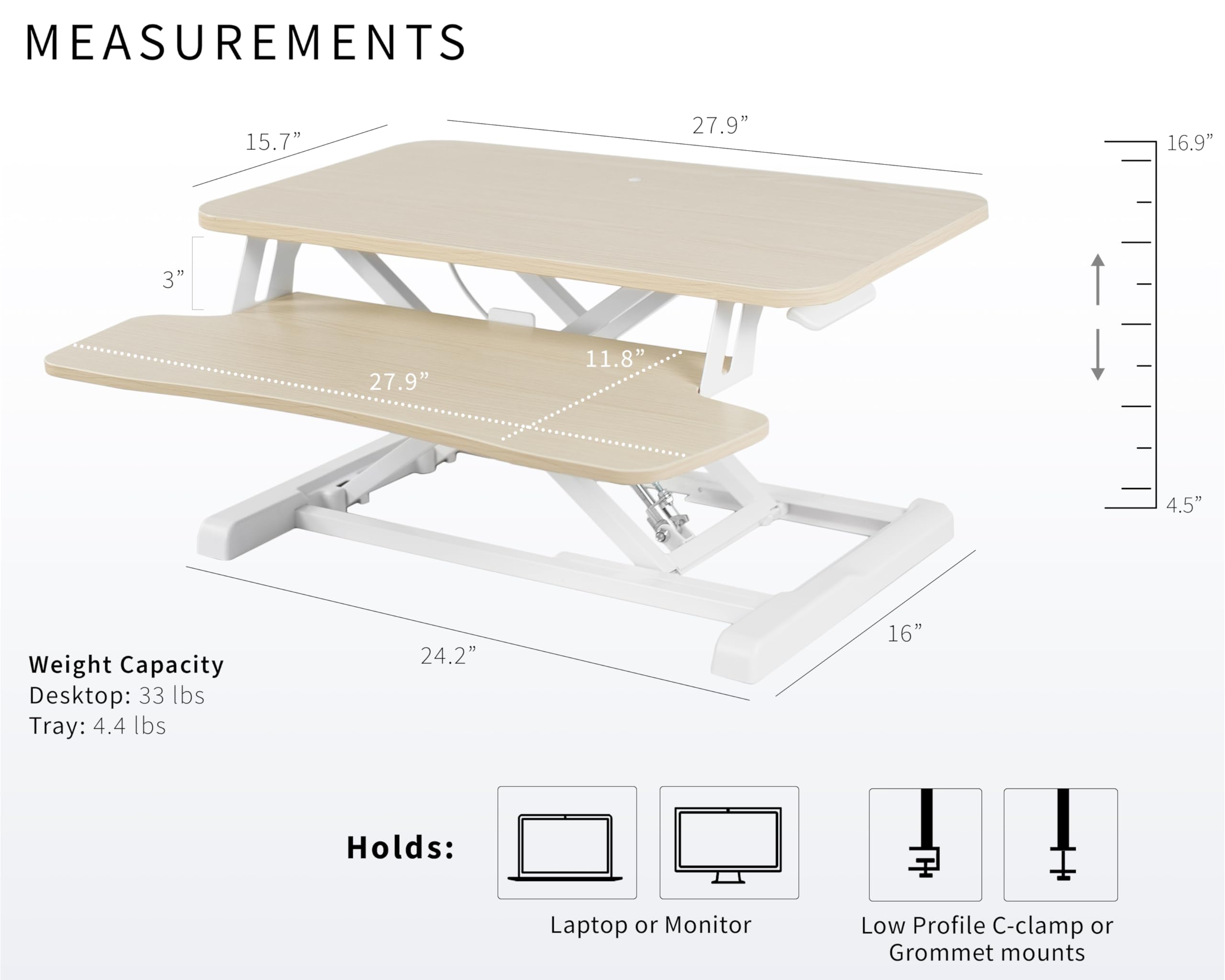 Foto 4 pulgar | Convertidor De Escritorio Vivo Serie K Desk-v028kf 71-43 Cm Madera Clara - Venta Internacional.