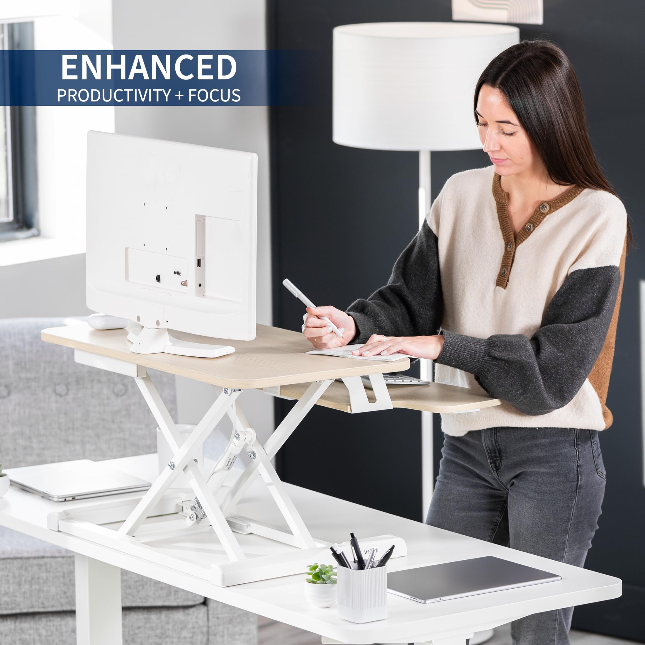 Foto 4 | Convertidor De Escritorio Vivo Serie K Desk-v028kf 71-43 Cm Madera Clara - Venta Internacional.