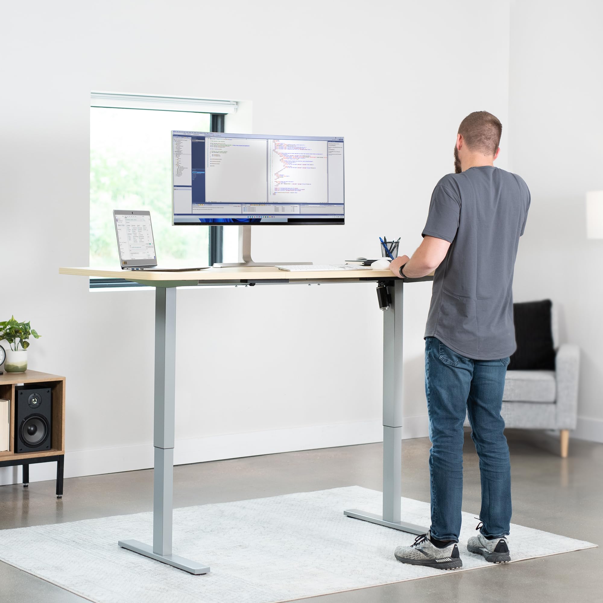 Foto 7 | Estación De Trabajo Eléctrica Con Estructura De Escritorio Vertical Vivo Desk-v100egy - Venta Internacional.