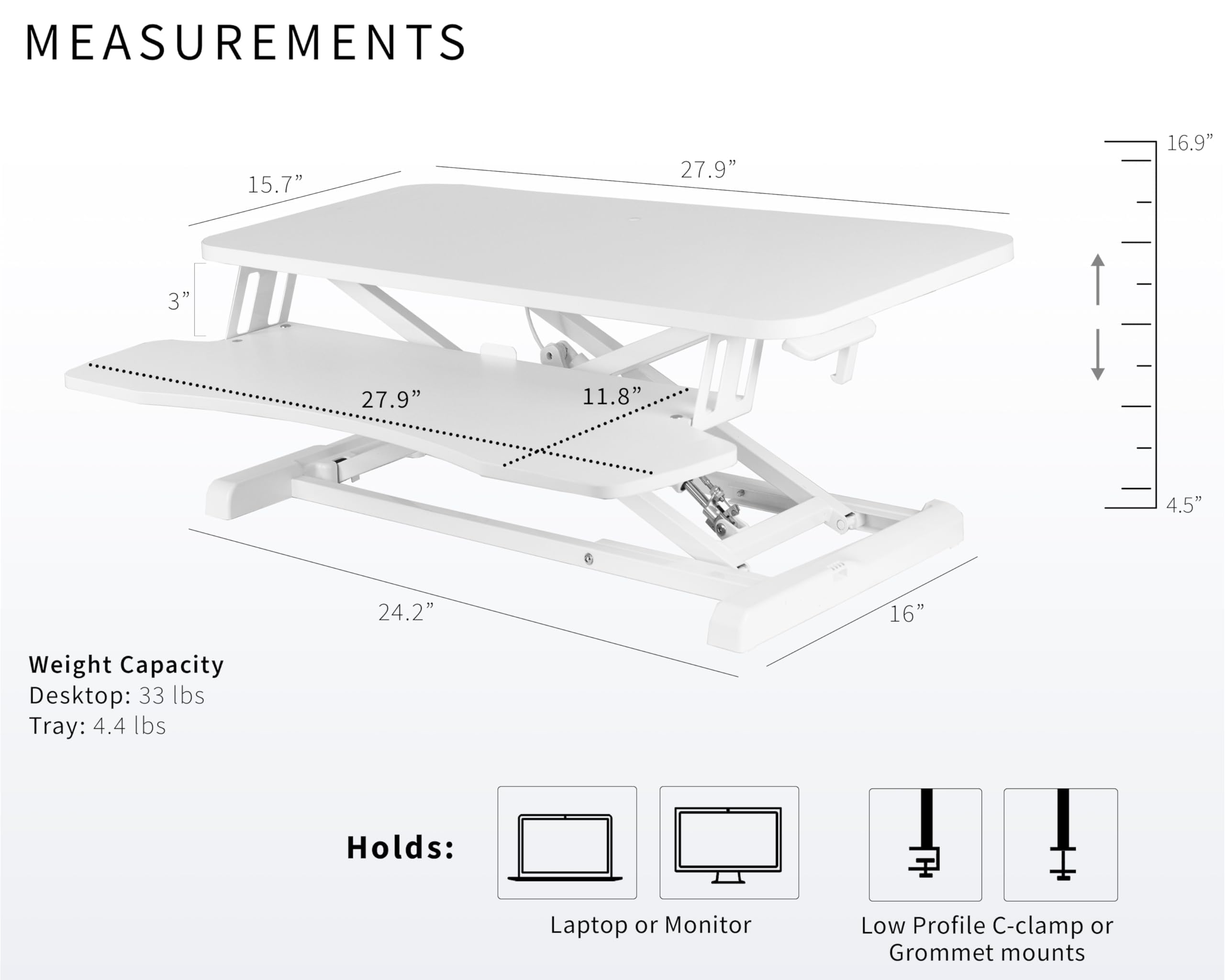 Foto 3 | Convertidor De Escritorio Vivo Serie K Desk-v028kw 71-43 Cm Blanco - Venta Internacional.
